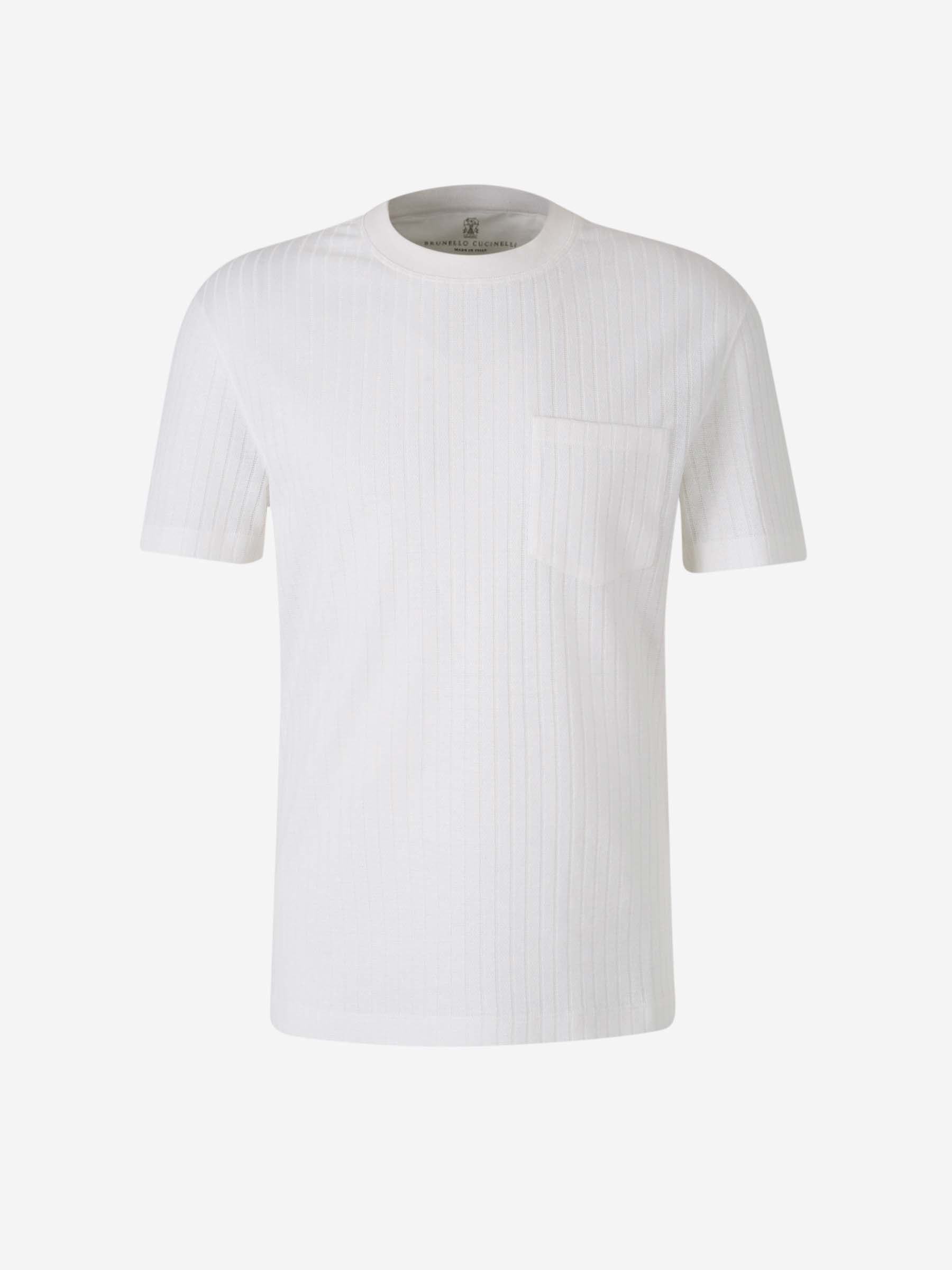 Brunello Cucinelli Hombre Barcelona Camiseta Canalé Bolsillo color Marfil sku 553-004017 01 - Foto 1