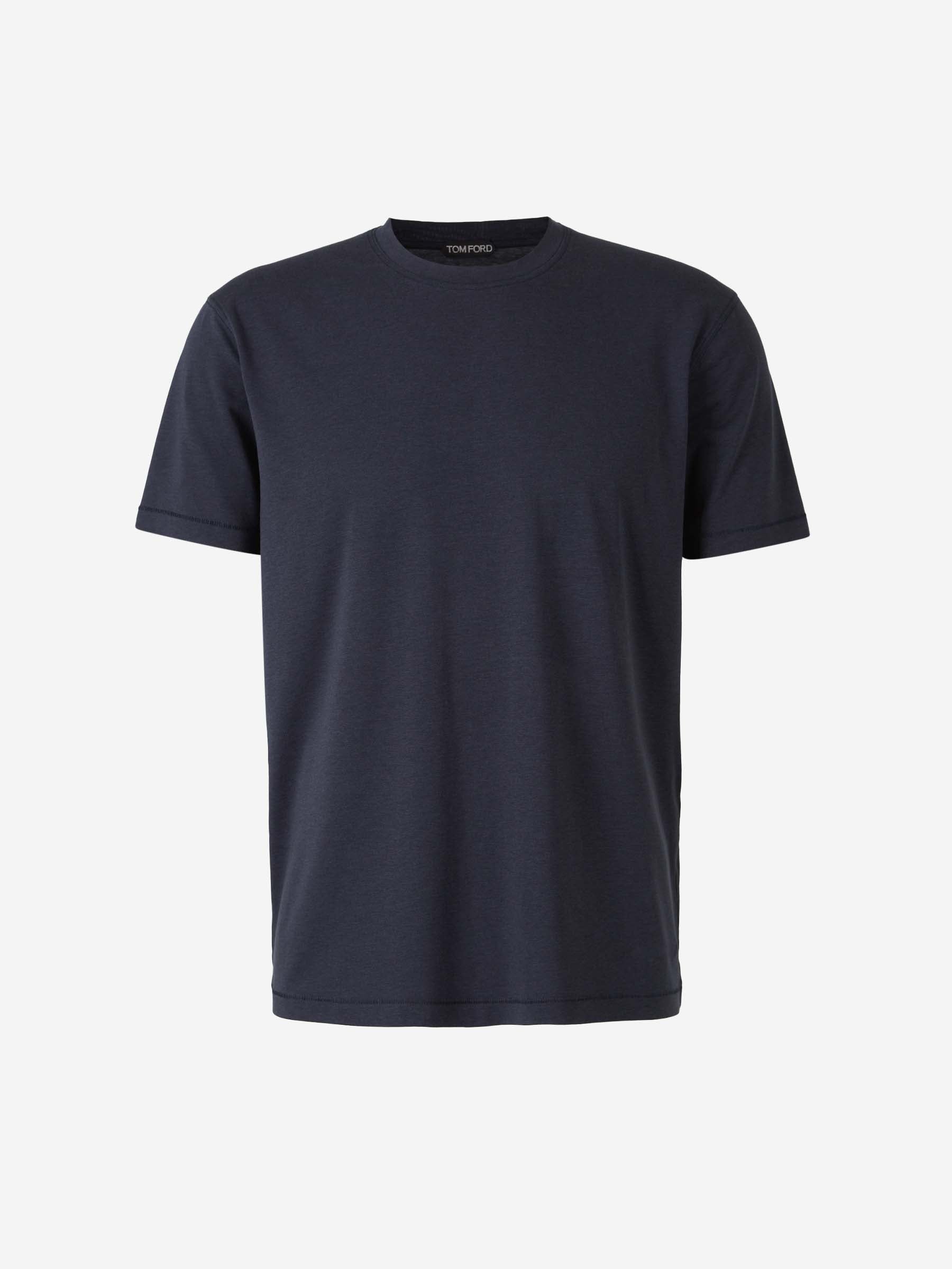 Tom Ford Hombre Barcelona Camiseta Logo Algodón color Azul Marino sku 553-004032 03 - Foto 1