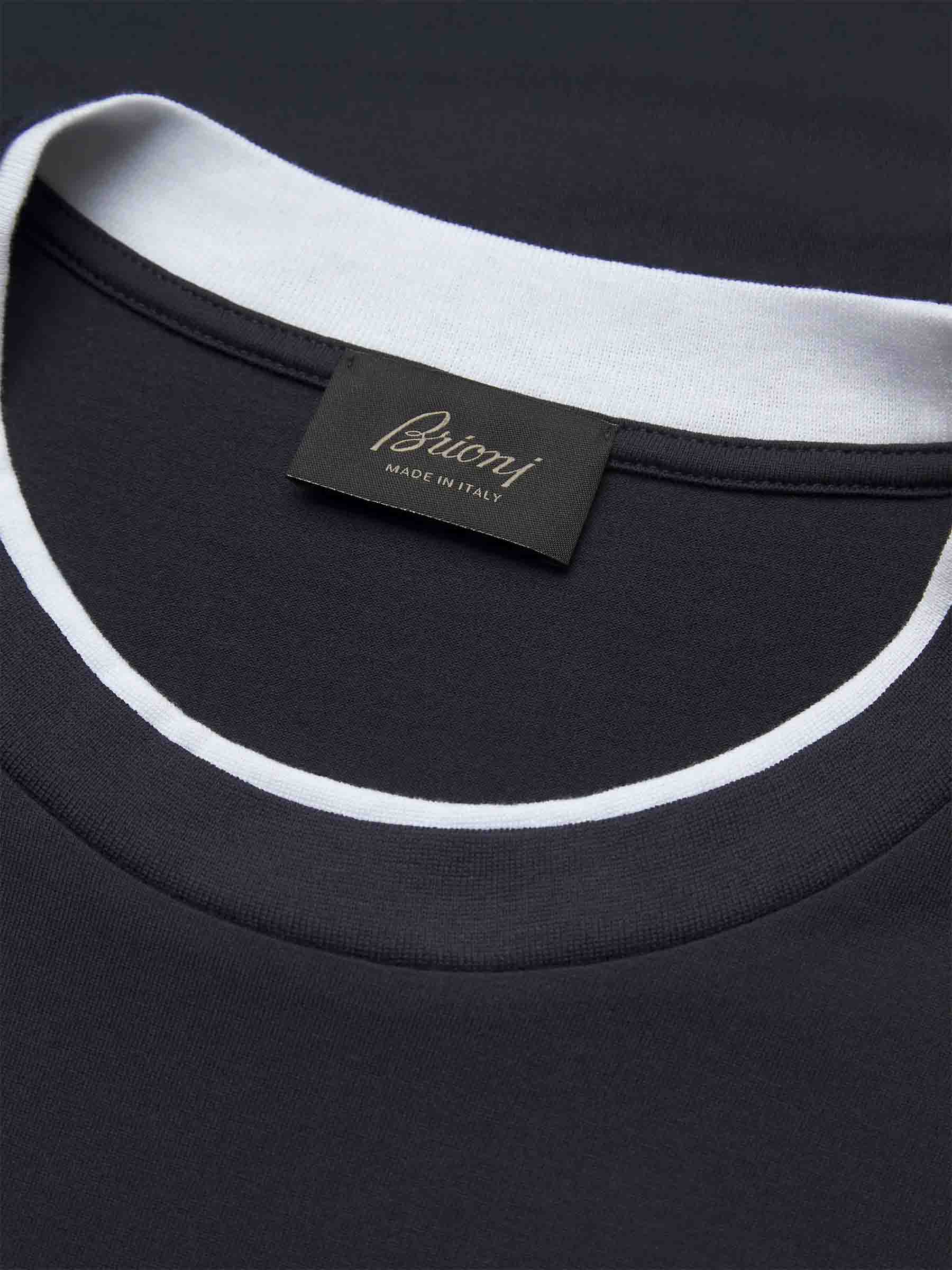 Outlet online Brioni Hombre Camiseta Logo Contraste color Azul Cobalto sku 553-004109 01 - Foto 4