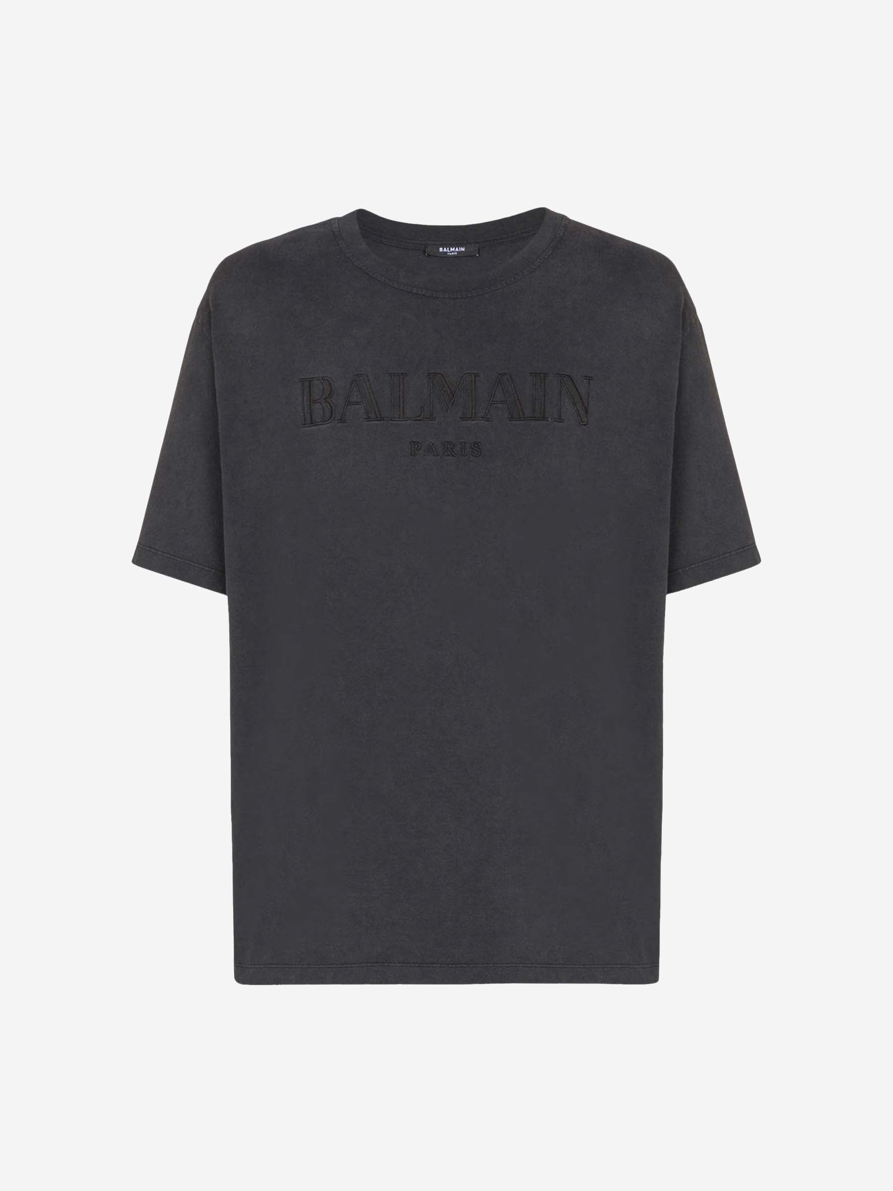 Outlet online Balmain Hombre Camiseta Logo Algodón color Gris Antracita sku 553-004113 02 - Foto 1