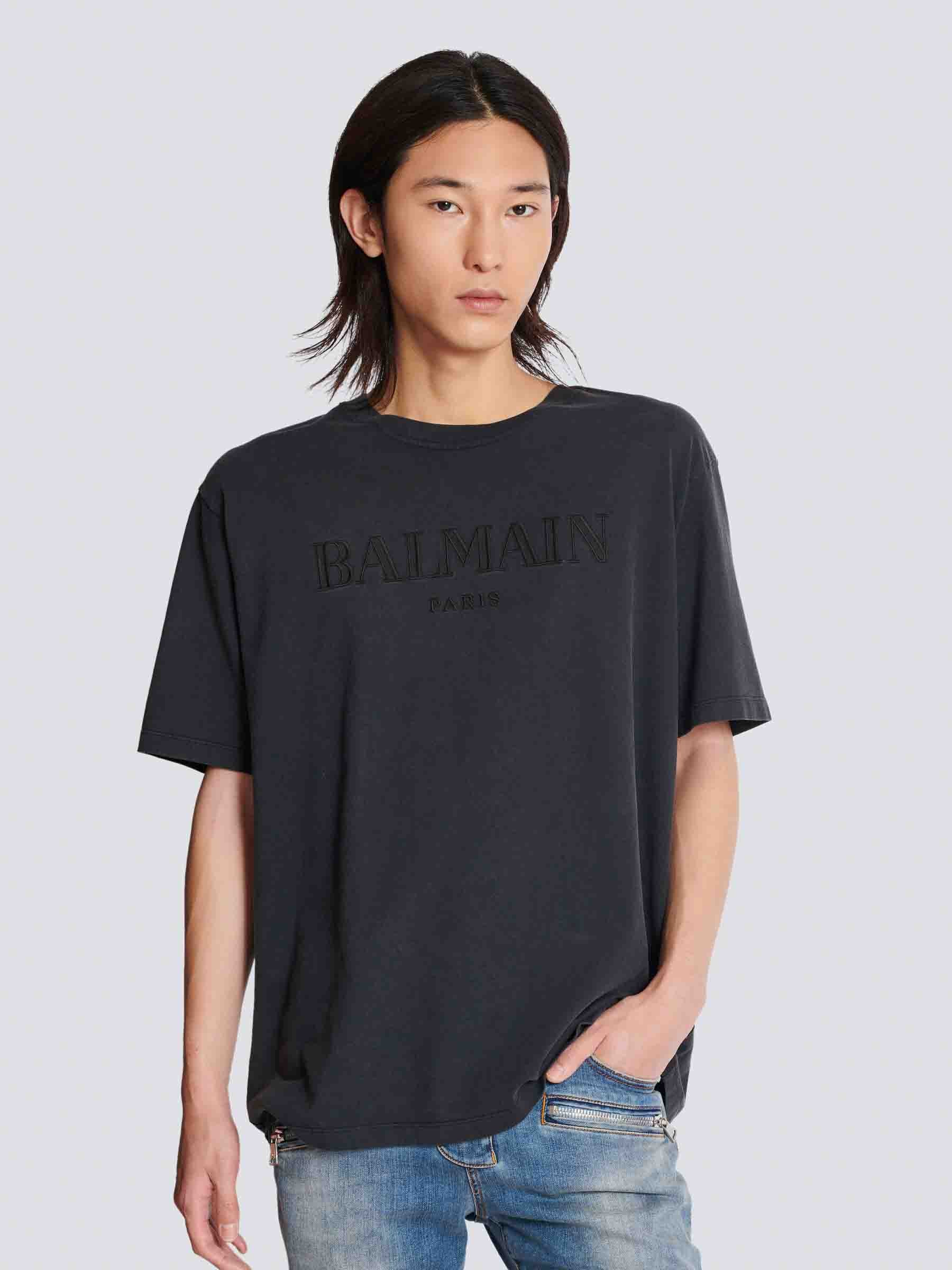 Outlet online Balmain Hombre Camiseta Logo Algodón color Gris Antracita sku 553-004113 02 - Foto 2