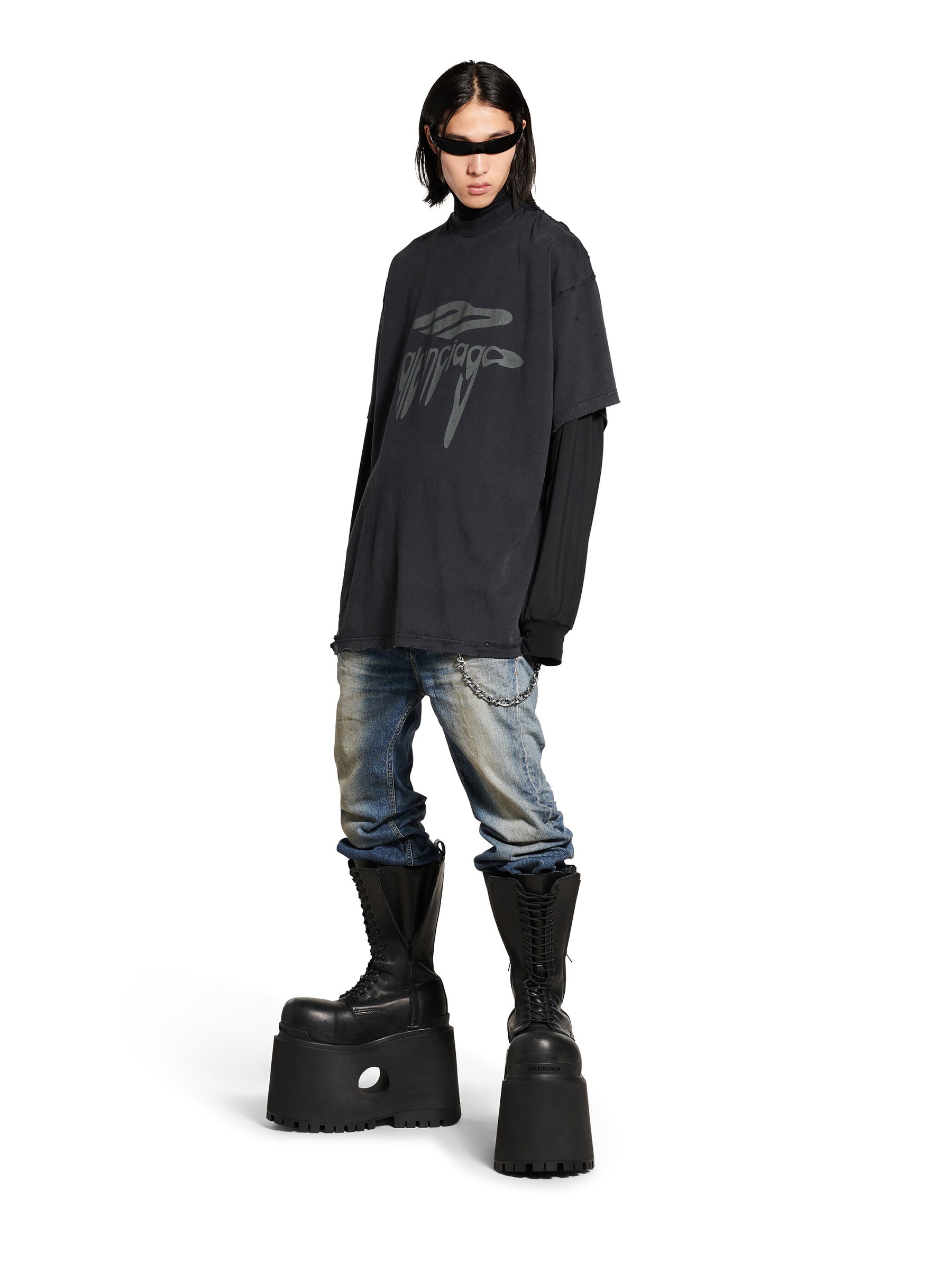 Outlet online Balenciaga Hombre Camiseta 3B Liquefied color Negro sku 553-004138 01 - Foto 2