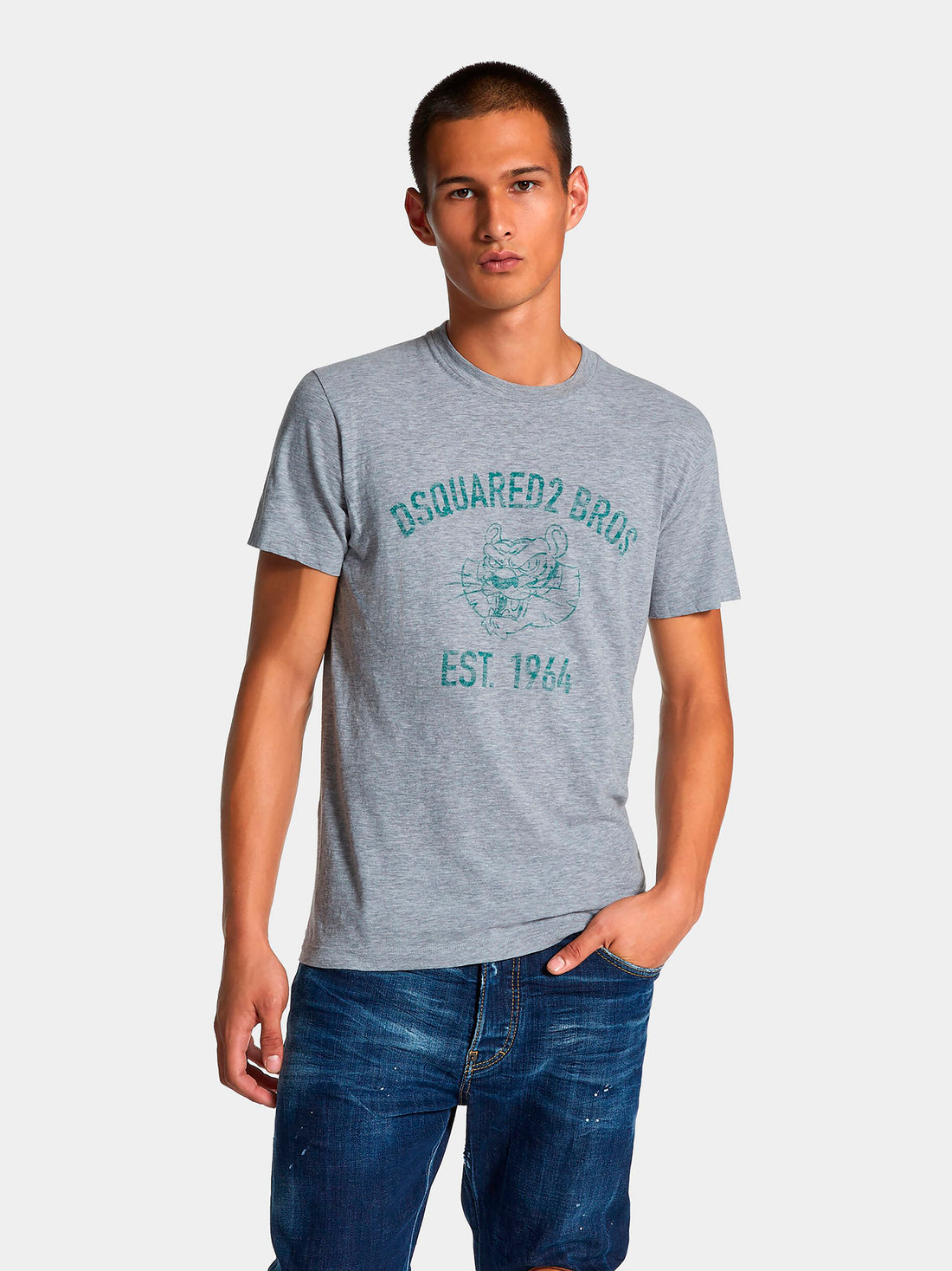 Outlet online Dsquared2 Hombre Camiseta Logo Algodón color Gris Piedra sku 553-004199 01 - Foto 2
