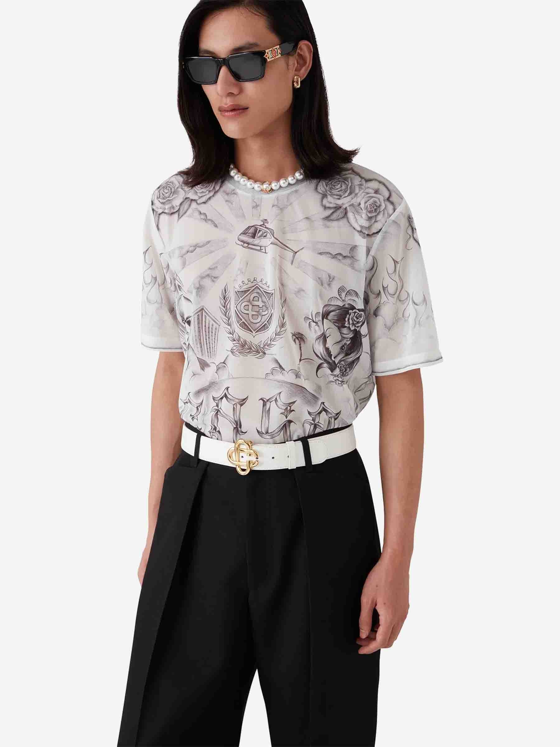 Casablanca Hombre Barcelona Camiseta Tattoo Mesh color Blanco y Negro sku 553-004226 01 - Foto 4