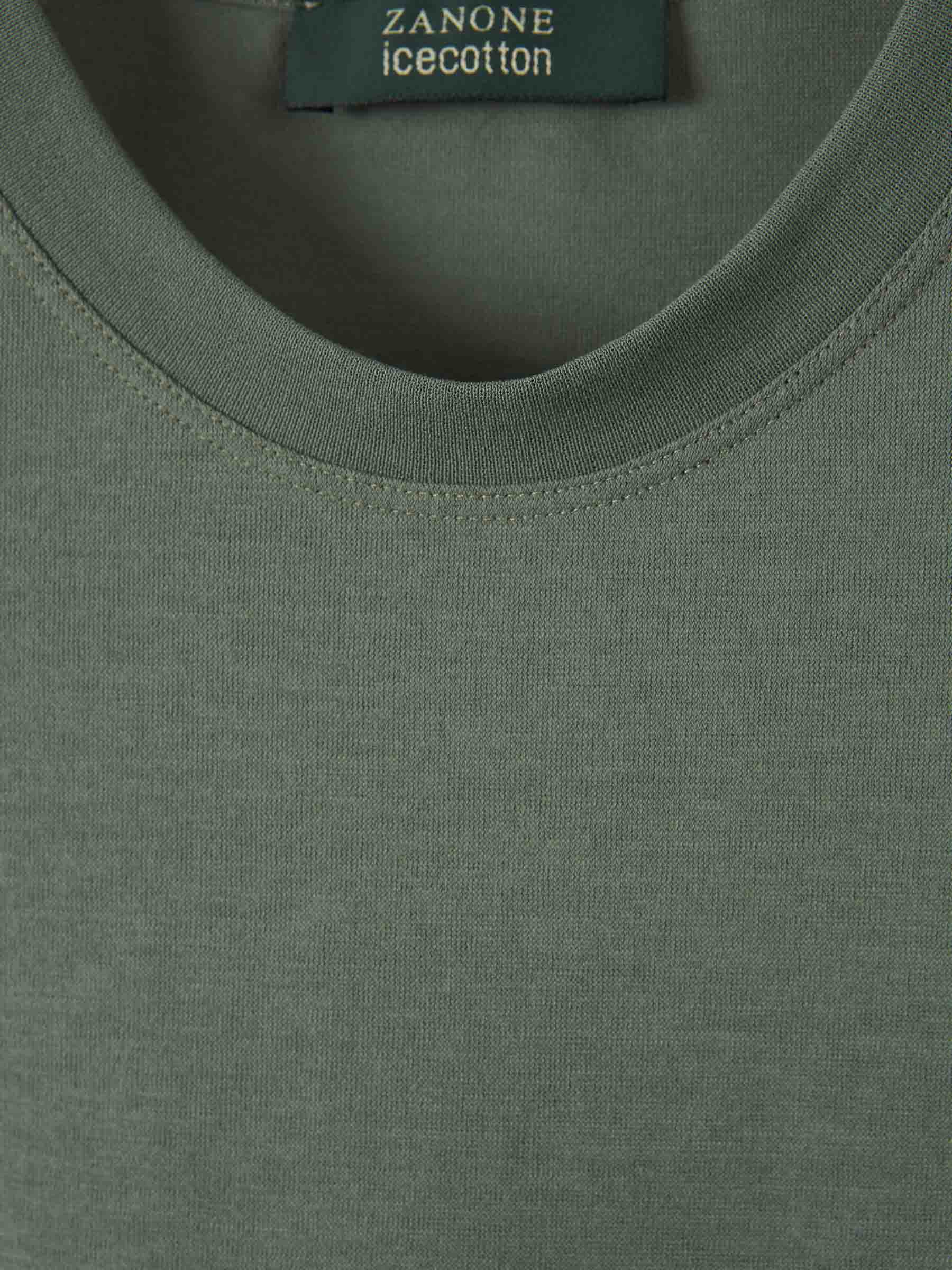 Outlet online Zanone Hombre Camiseta Lisa Algodón color Verde sku 553-004266 05 - Foto 3