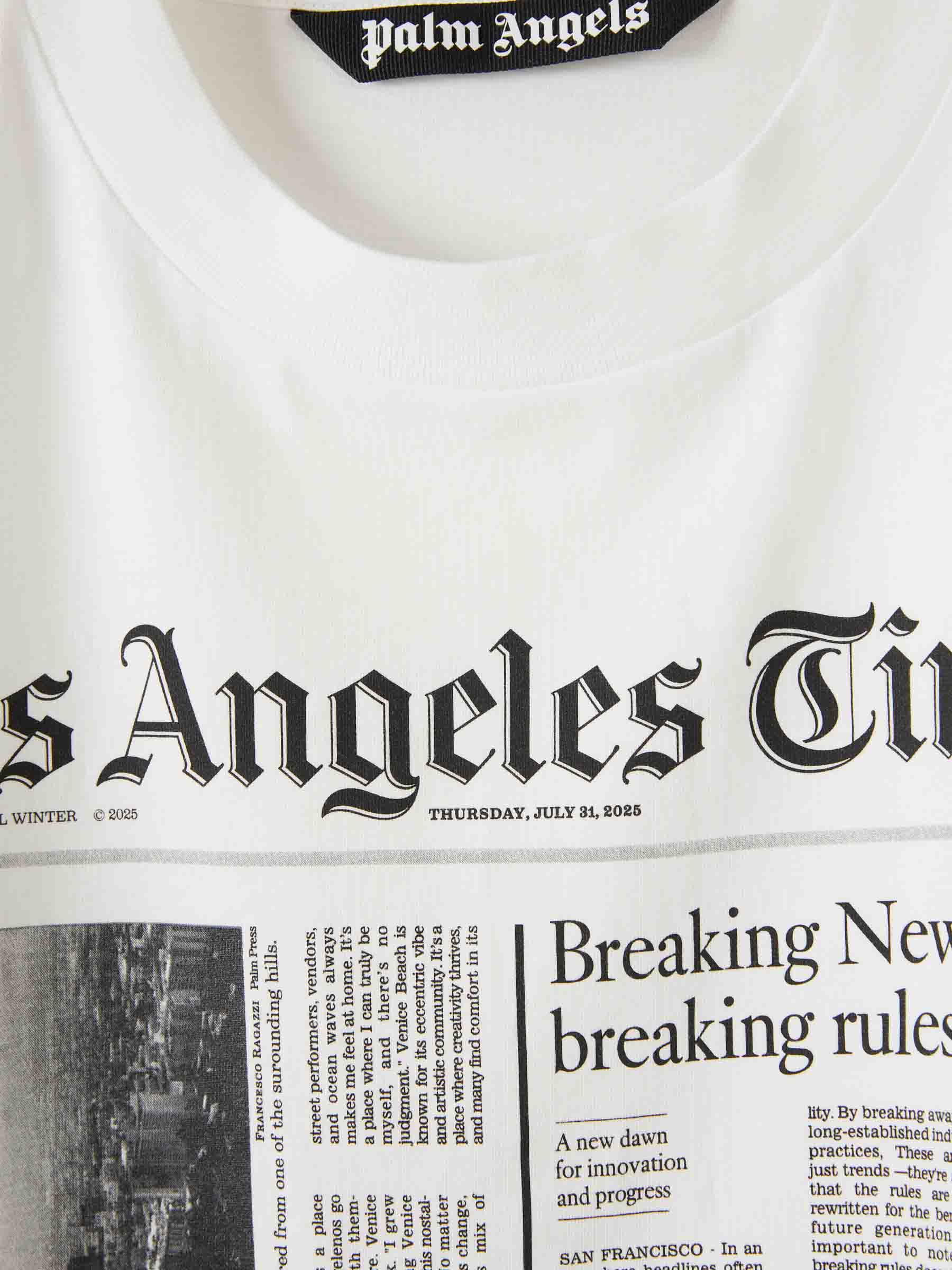 Outlet online Palm Angels Hombre Camiseta Estampada color Blanco sku 553-004428 01 - Foto 3