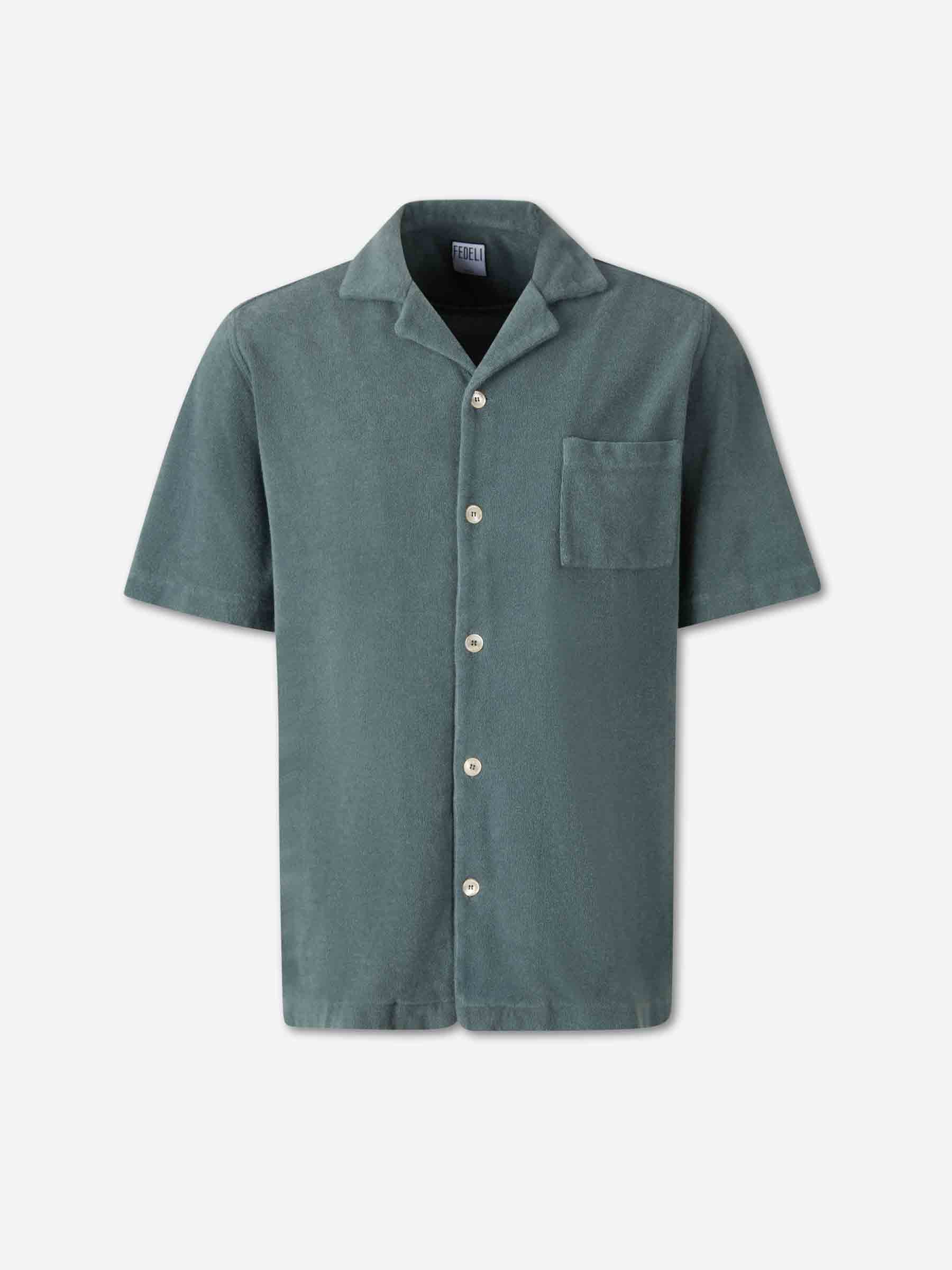 Fedeli Hombre Barcelona Camisa terry algodón color Verde Oscuro sku 555-000014 02 - Foto 1