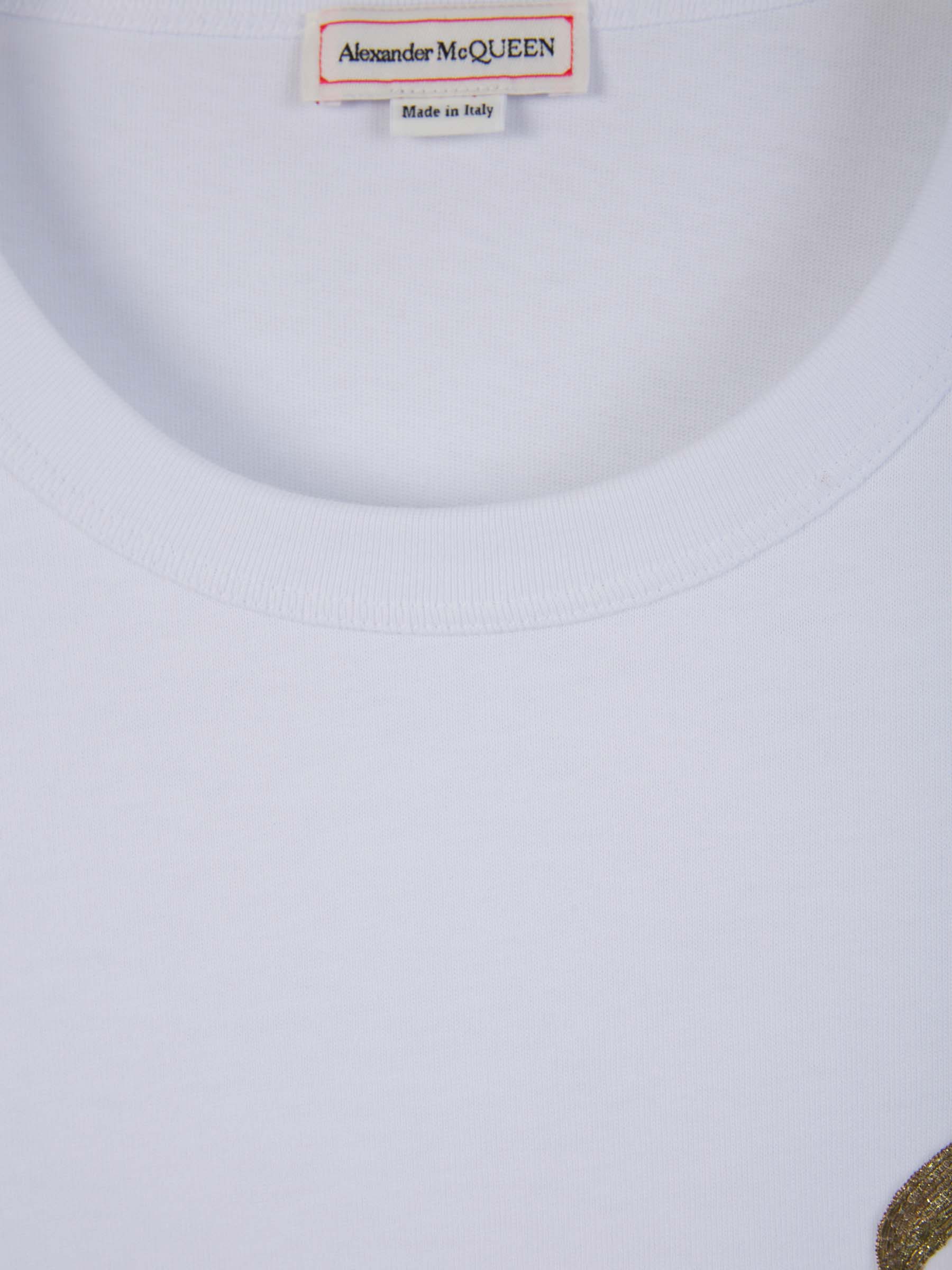 Outlet online McQueen Hombre Camiseta Bordado Algodón color Blanco sku 553-003678 01 - Foto 3