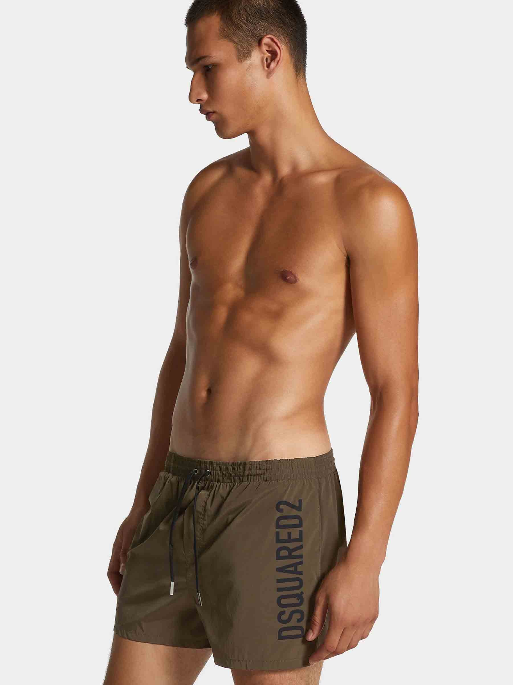 Outlet online Dsquared2 Hombre Bañador Logo Licra color Verde Militar sku 561-001372 02 - Foto 2