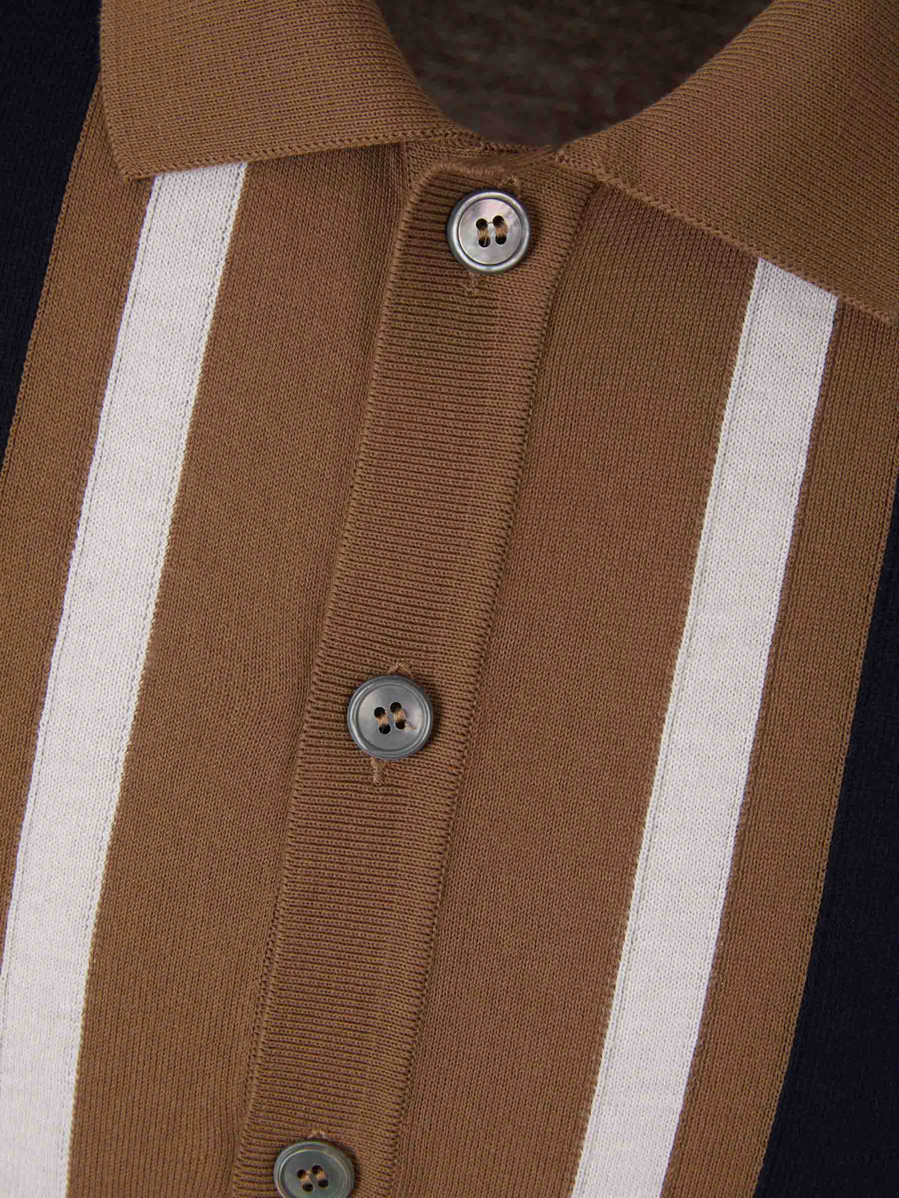Outlet online Gran Sasso Hombre Polo Botones Motivo Rayas color Marrón sku 552-001487 01 - Foto 3