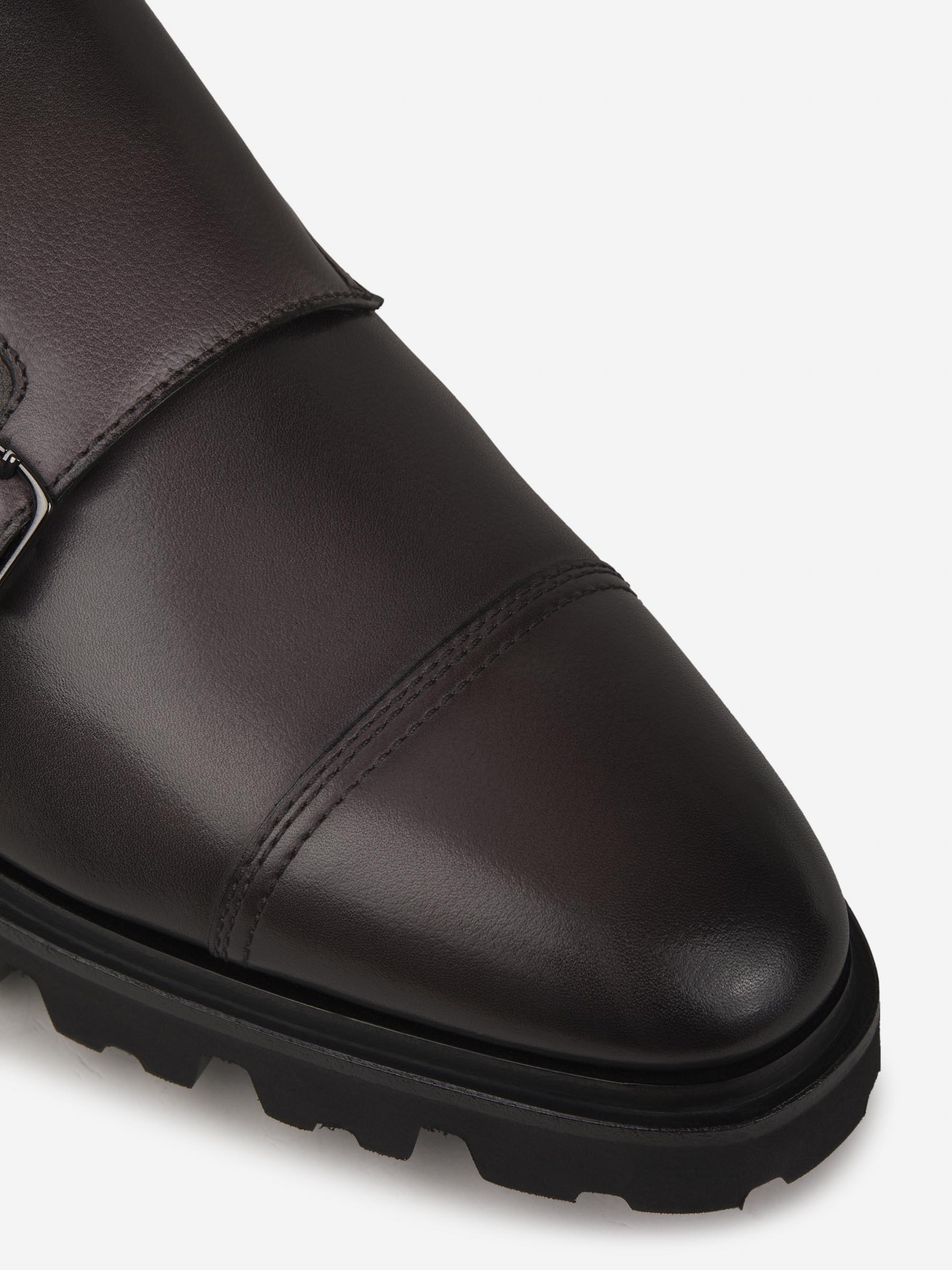 Outlet online Santoni Hombre Zapatos Monkstrap Piel color Gris Oscuro sku 610-000177 01 - Foto 2