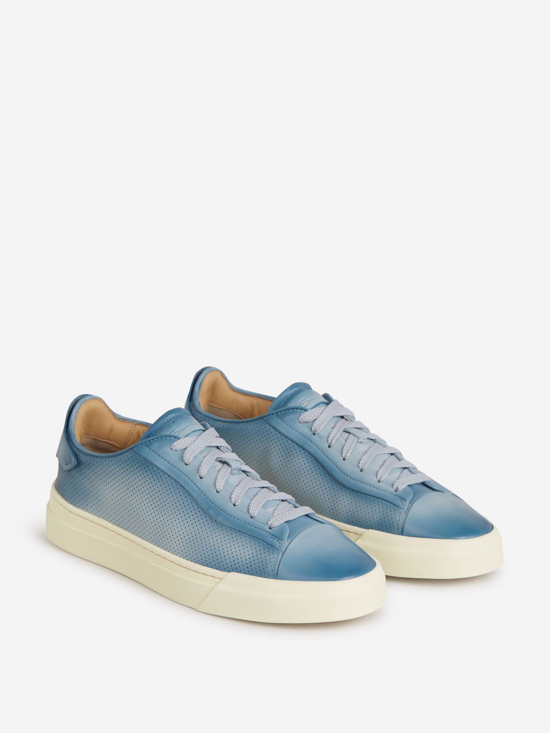 Outlet online Santoni Hombre Sneakers Perforadas Piel color Azul Cielo sku 616-002189 03 - Foto 2