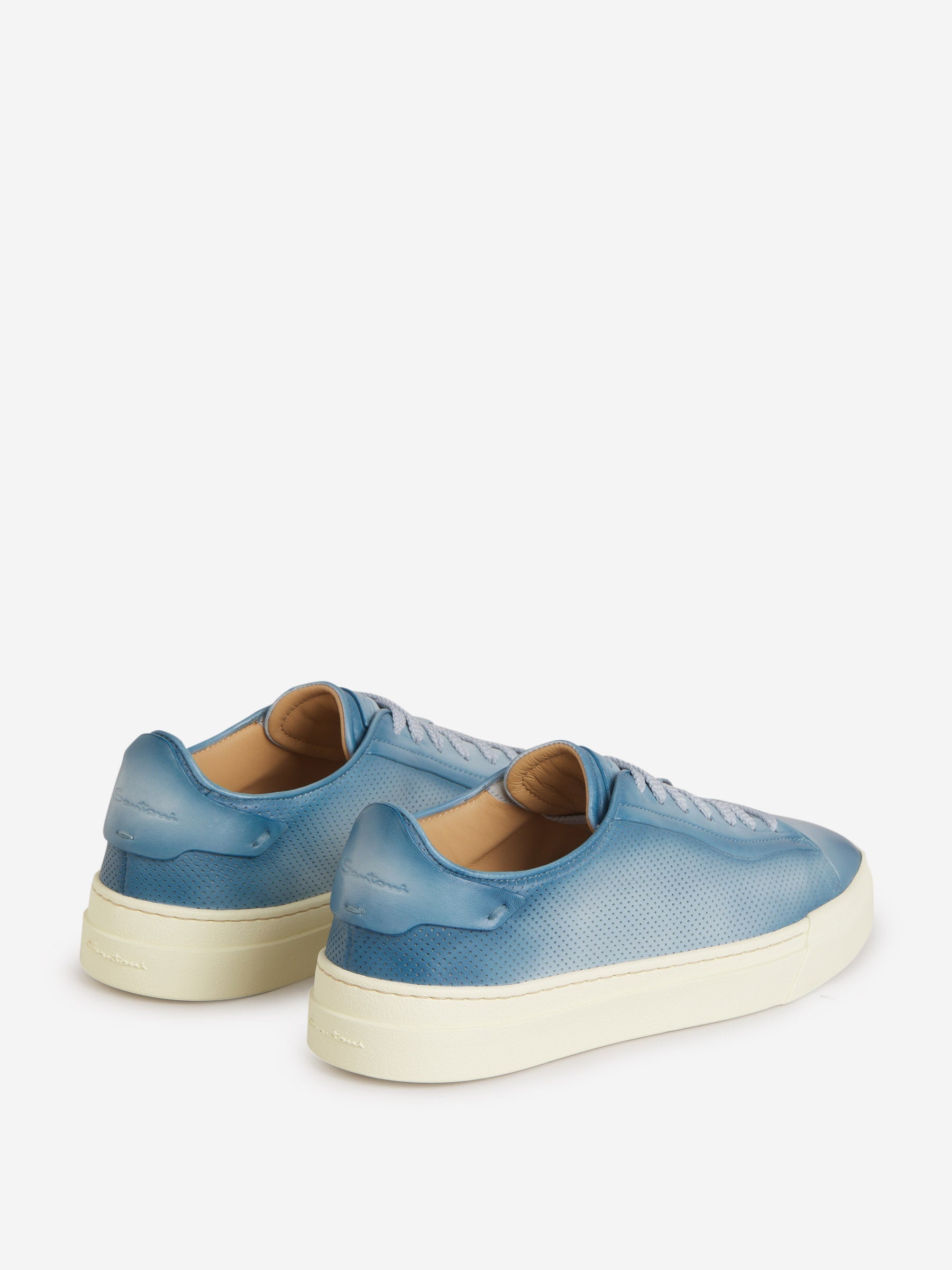 Outlet online Santoni Hombre Sneakers Perforadas Piel color Azul Cielo sku 616-002189 03 - Foto 5