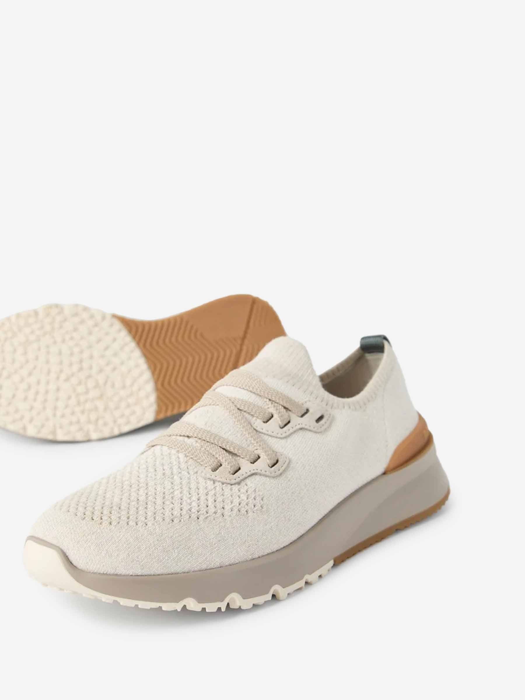 Brunello Cucinelli Hombre Barcelona Sneakers Hiladas Algodón color Marfil sku 616-002955 01 - Foto 4