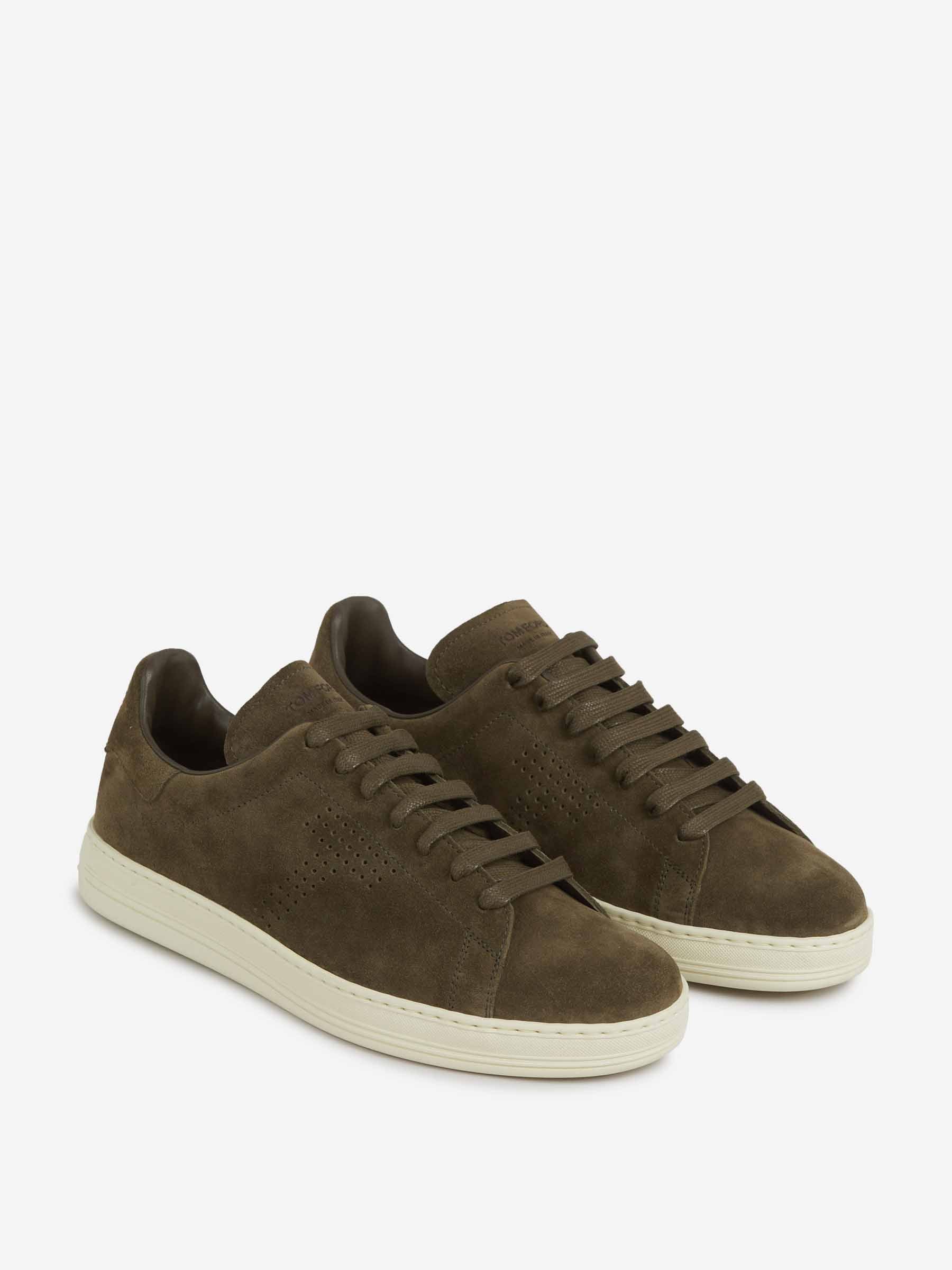 Tom Ford Hombre Barcelona Sneakers Warwick Piel color Verde Militar sku 616-002972 02 - Foto 2