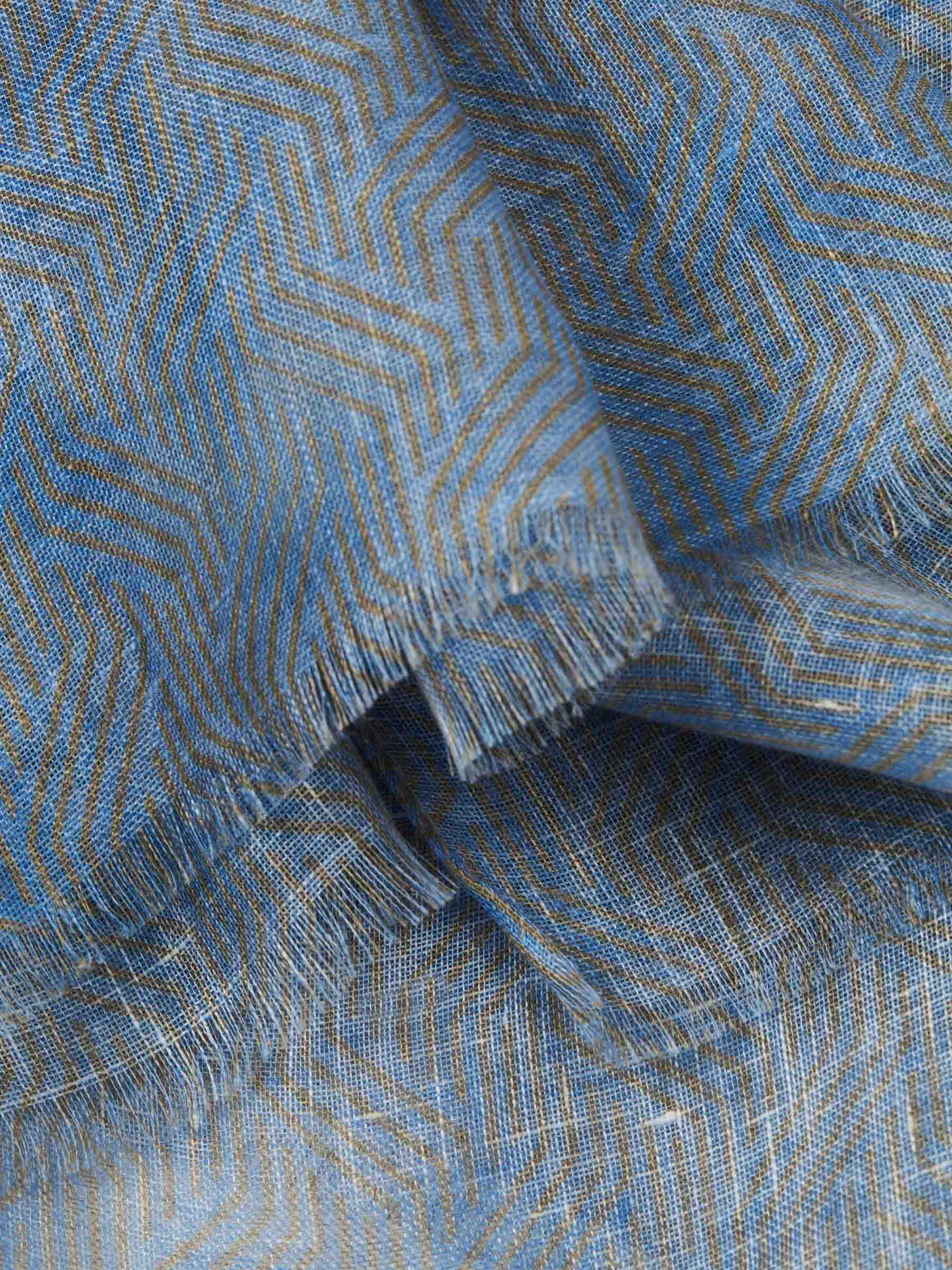 Outlet online Borrelli Hombre Fular Seda Zigzag color Azul Cobalto sku 630-001327 01 - Foto 3