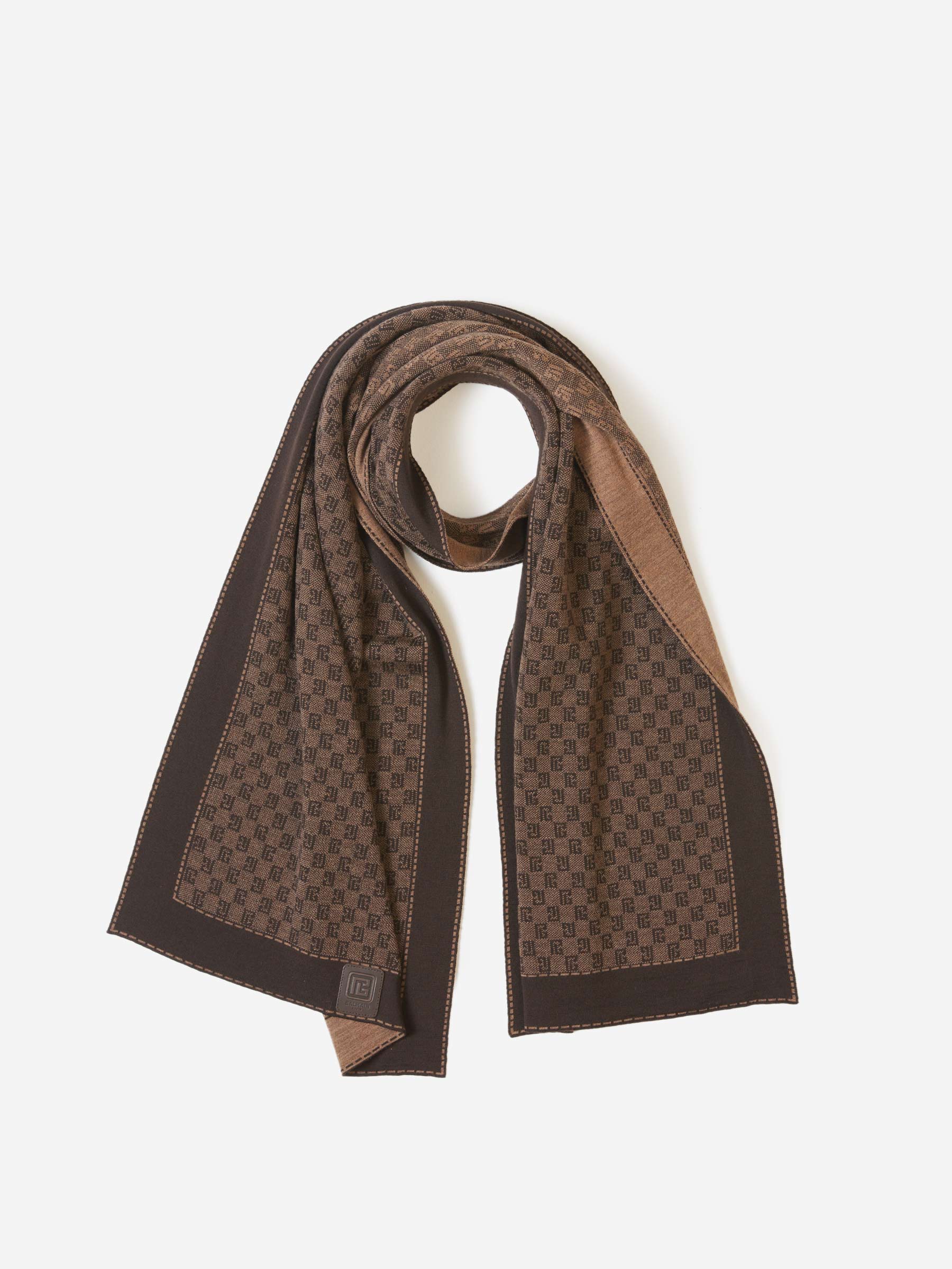 Outlet online Balmain Hombre Bufanda Punto Monograma color Marron sku 630-001387 01 - Foto 1
