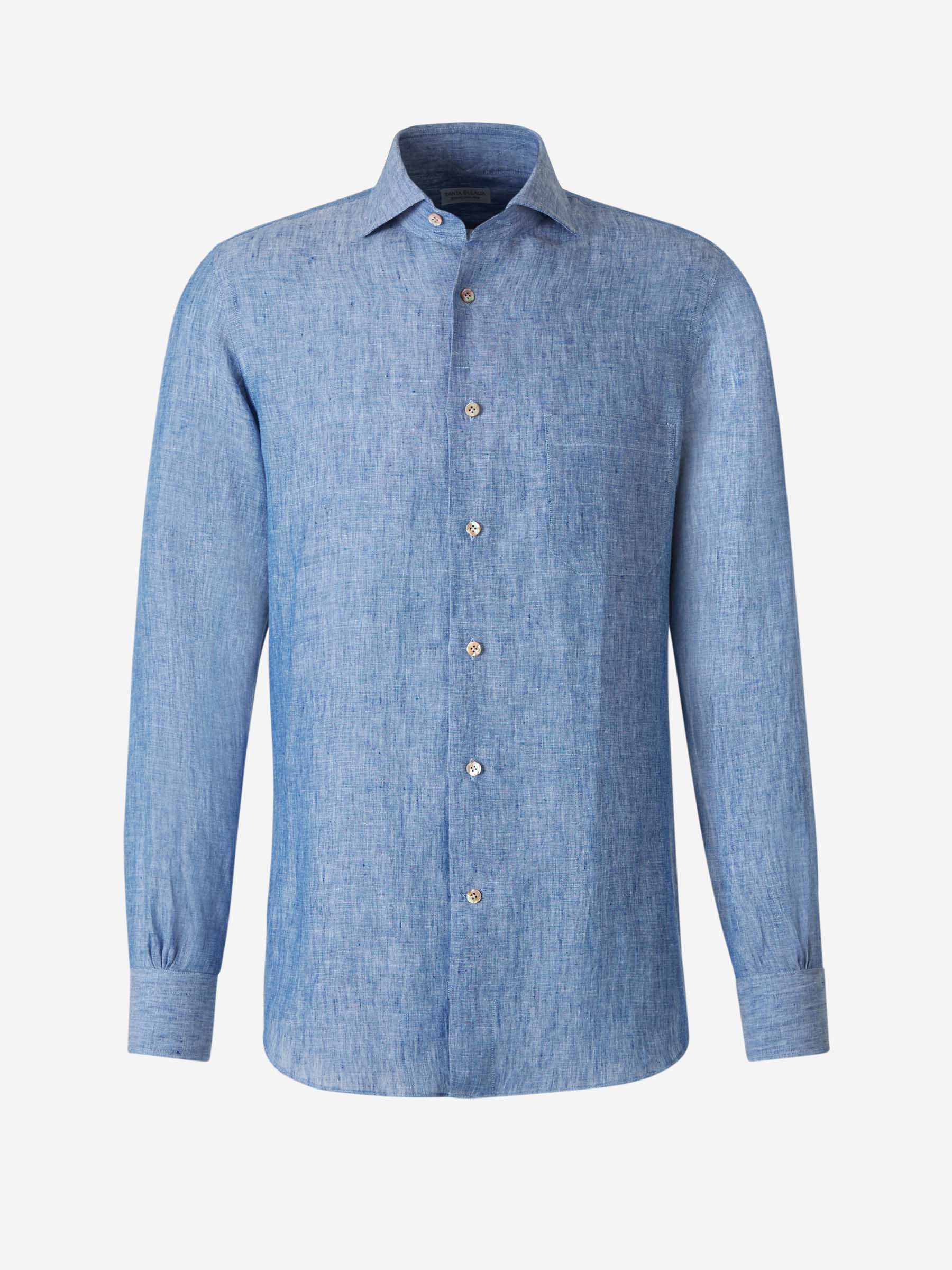 Outlet online Santa Eulalia Hombre Camisa Bolsillo Lino color Azul sku 531-006247 03 - Foto 1