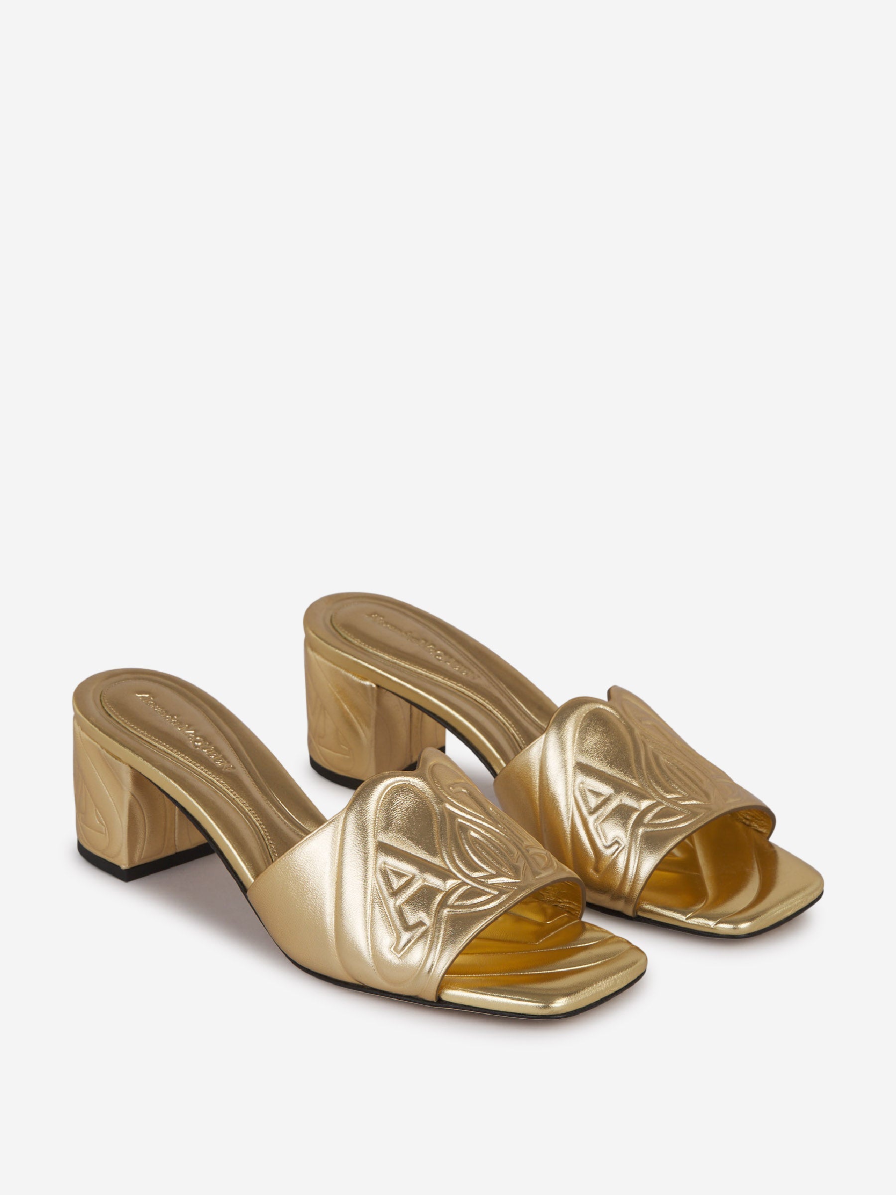 Outlet online McQueen Mujer Sandalias Piel Logo color Dorado sku 800-005204 01 - Foto 2