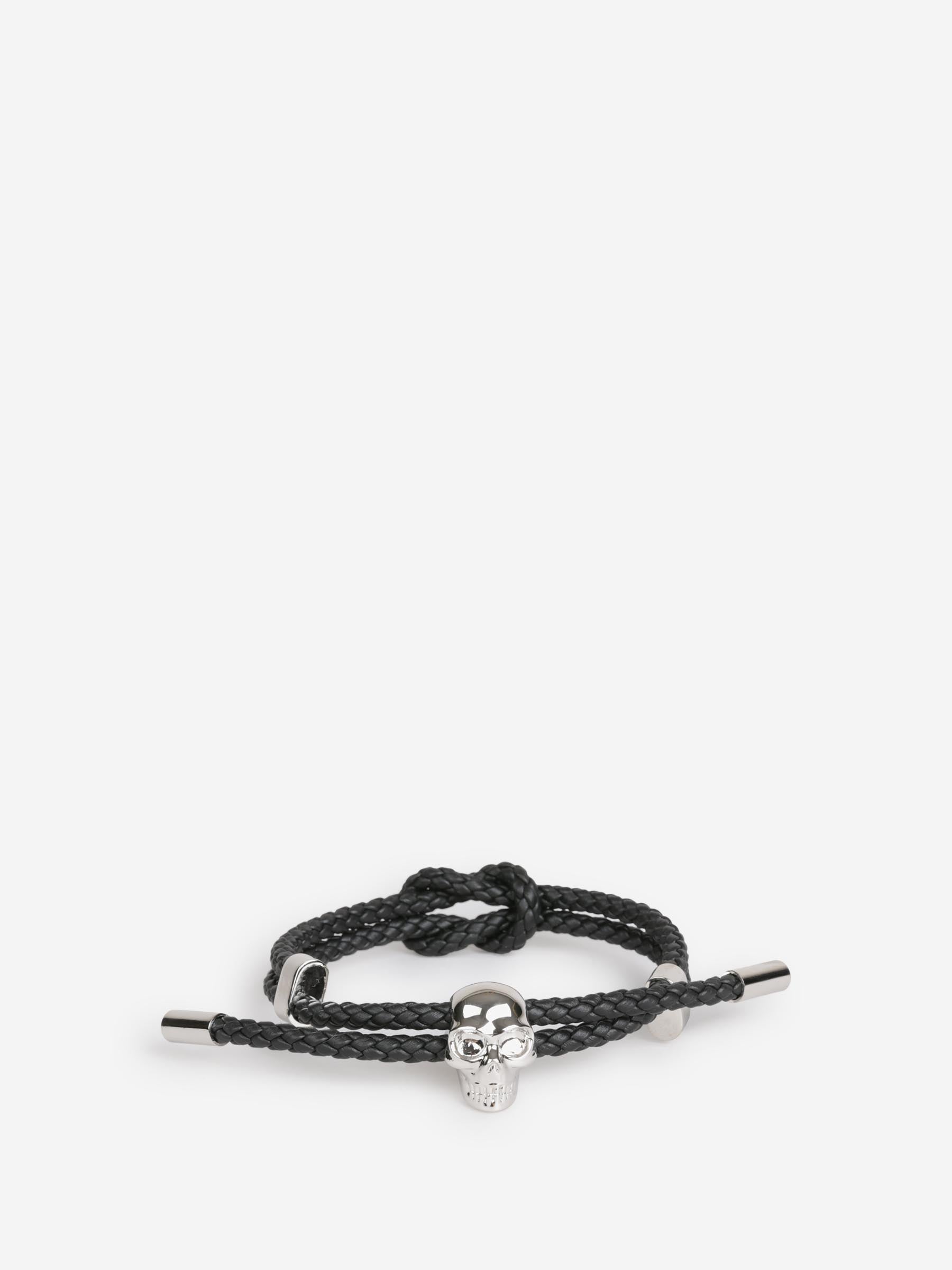 Outlet online McQueen Hombre Pulsera Trenzada Skull color Negro sku 682-000969 01 - Foto 1