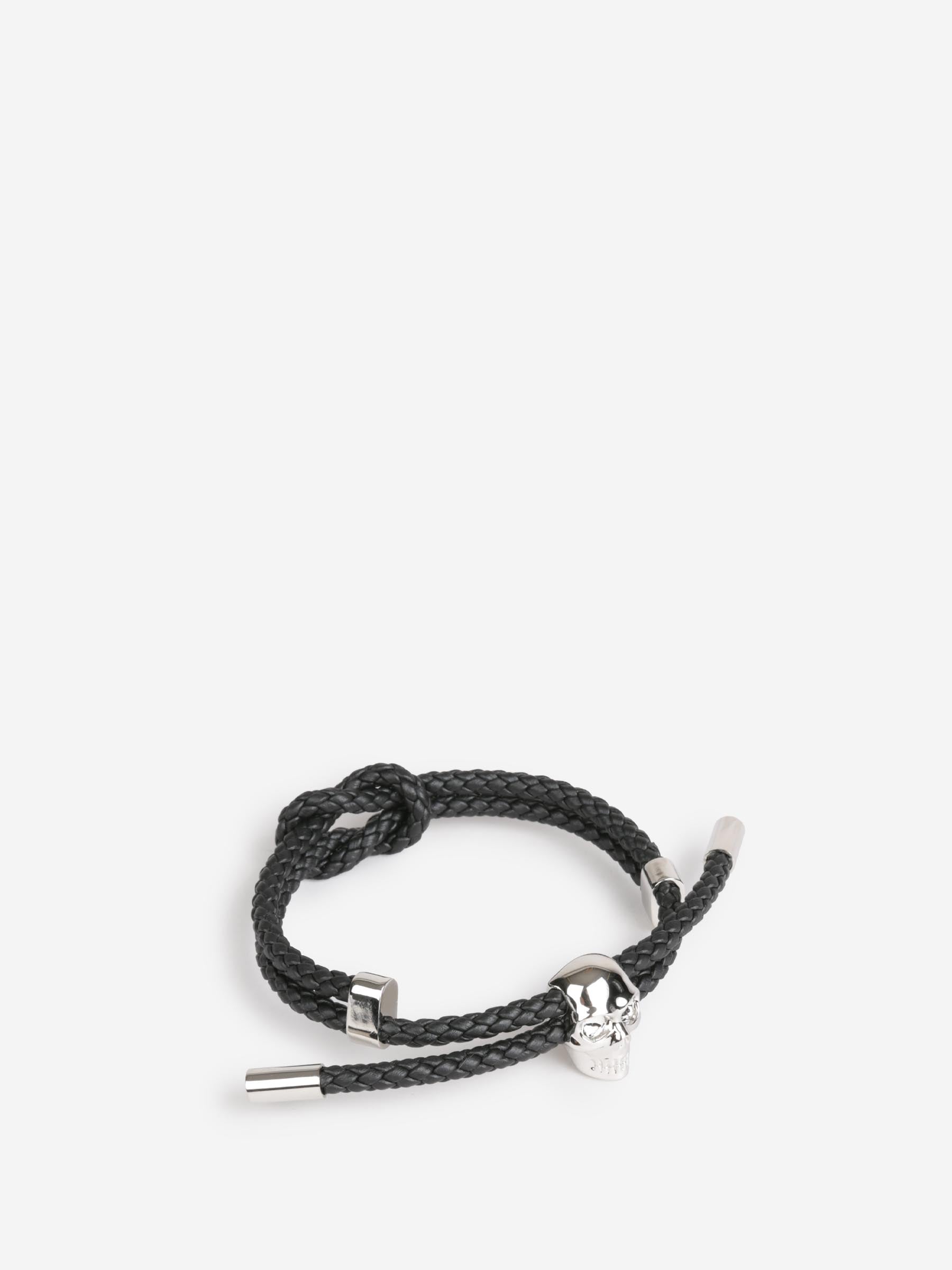 Outlet online McQueen Hombre Pulsera Trenzada Skull color Negro sku 682-000969 01 - Foto 2