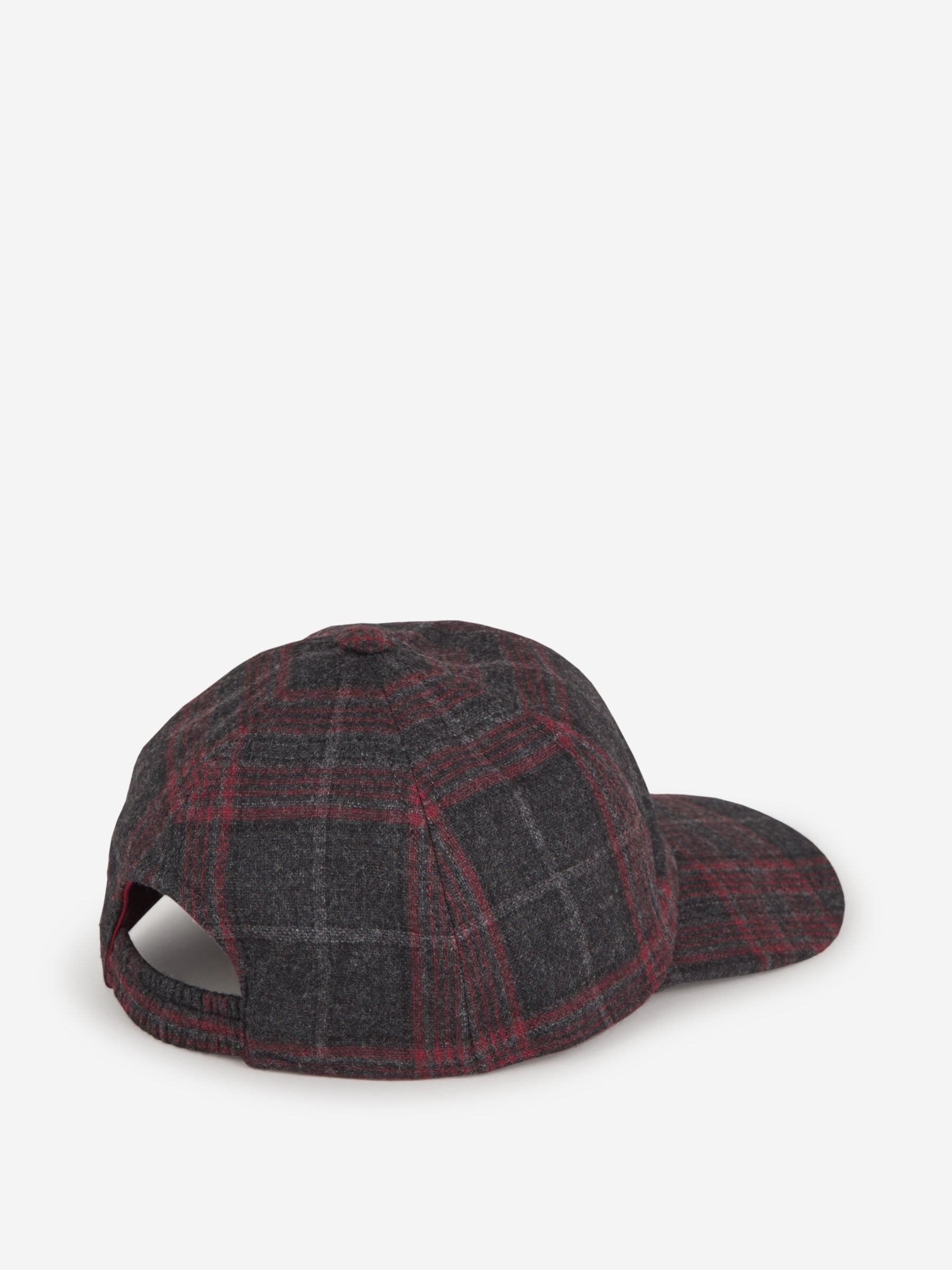 Outlet online Isaia Hombre Gorra Motivo Cuadros Lana color Gris Antracita sku 695-001001 01 - Foto 3