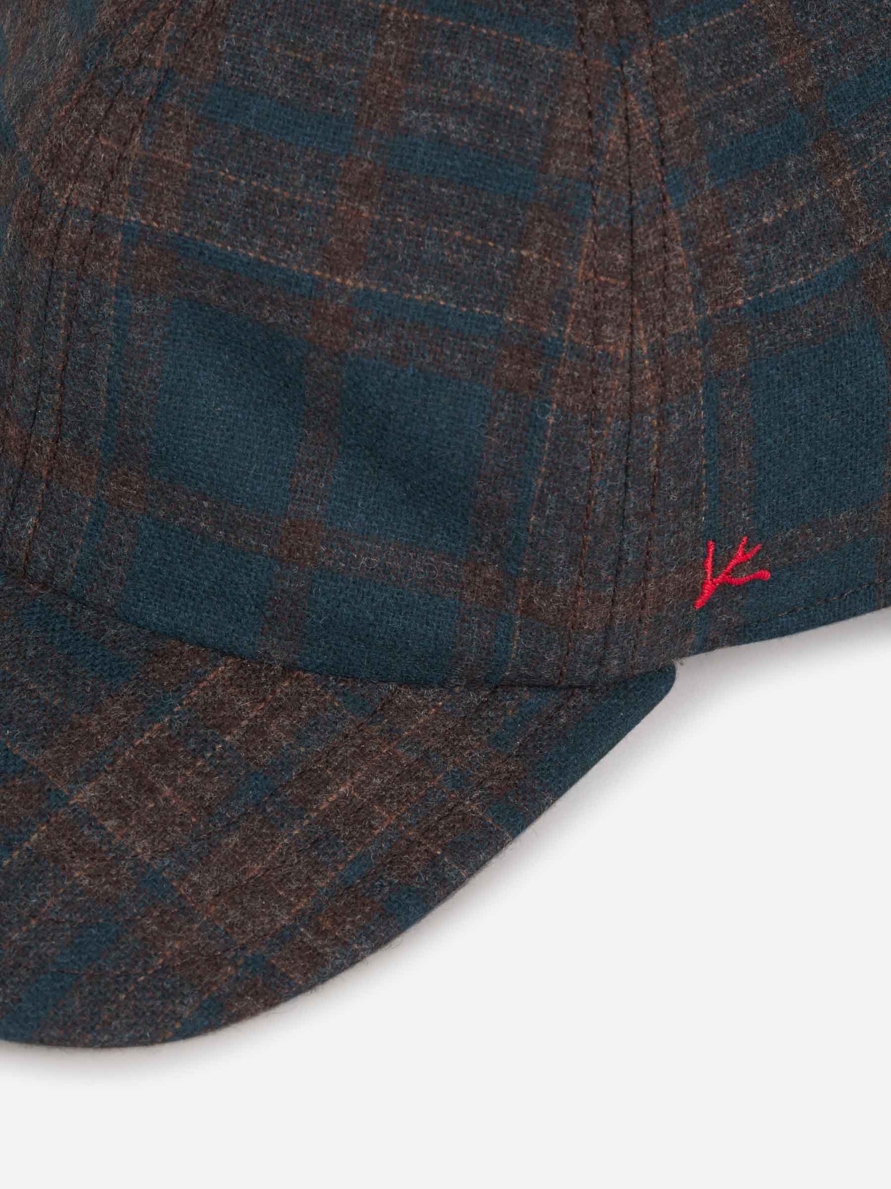 Outlet online Isaia Hombre Gorra Motivo Cuadros Lana color Azul Cobalto sku 695-001002 01 - Foto 4