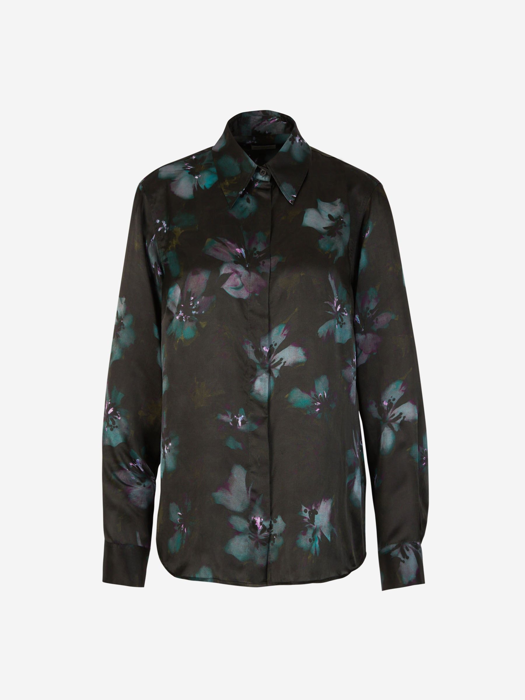 Outlet online Dries Van Noten Mujer Camisa Seda Floral color Verde Oscuro sku 701-001985 01 - Foto 1