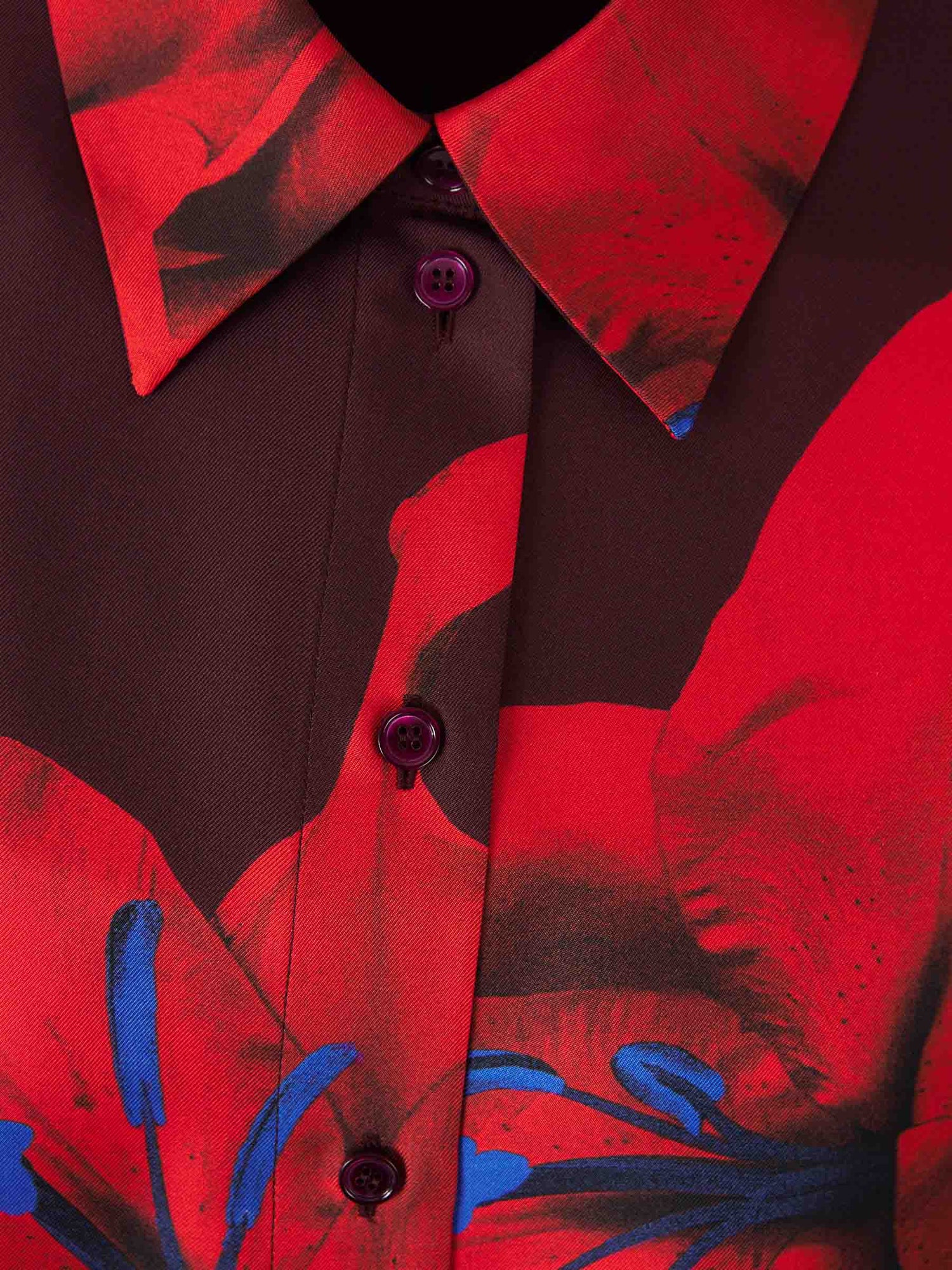 Alexander McQueen Mujer Barcelona Camisa Satén Estampada color Burdeos sku 701-002177 01 - Foto 3