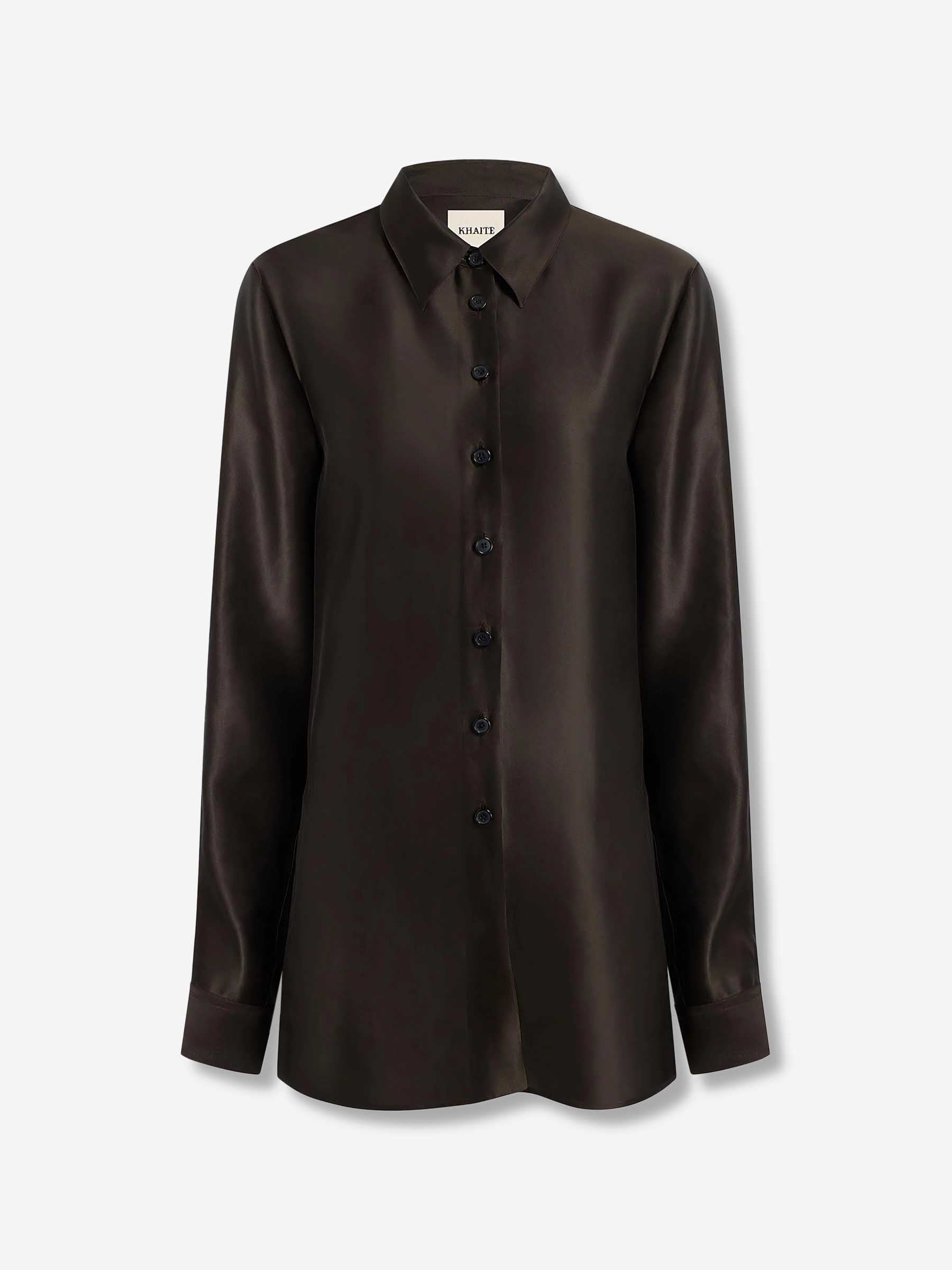 Outlet online Khaite Mujer Camisa Seda Auryn color Marrón Oscuro sku 701-002295 01 - Foto 1