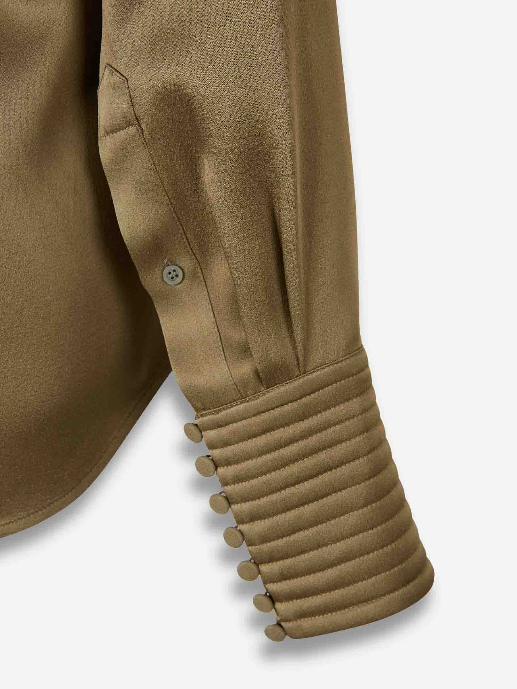 Outlet online Dries Van Noten Mujer Blusa Satinada Celinta color Verde sku 701-002314 02 - Foto 4