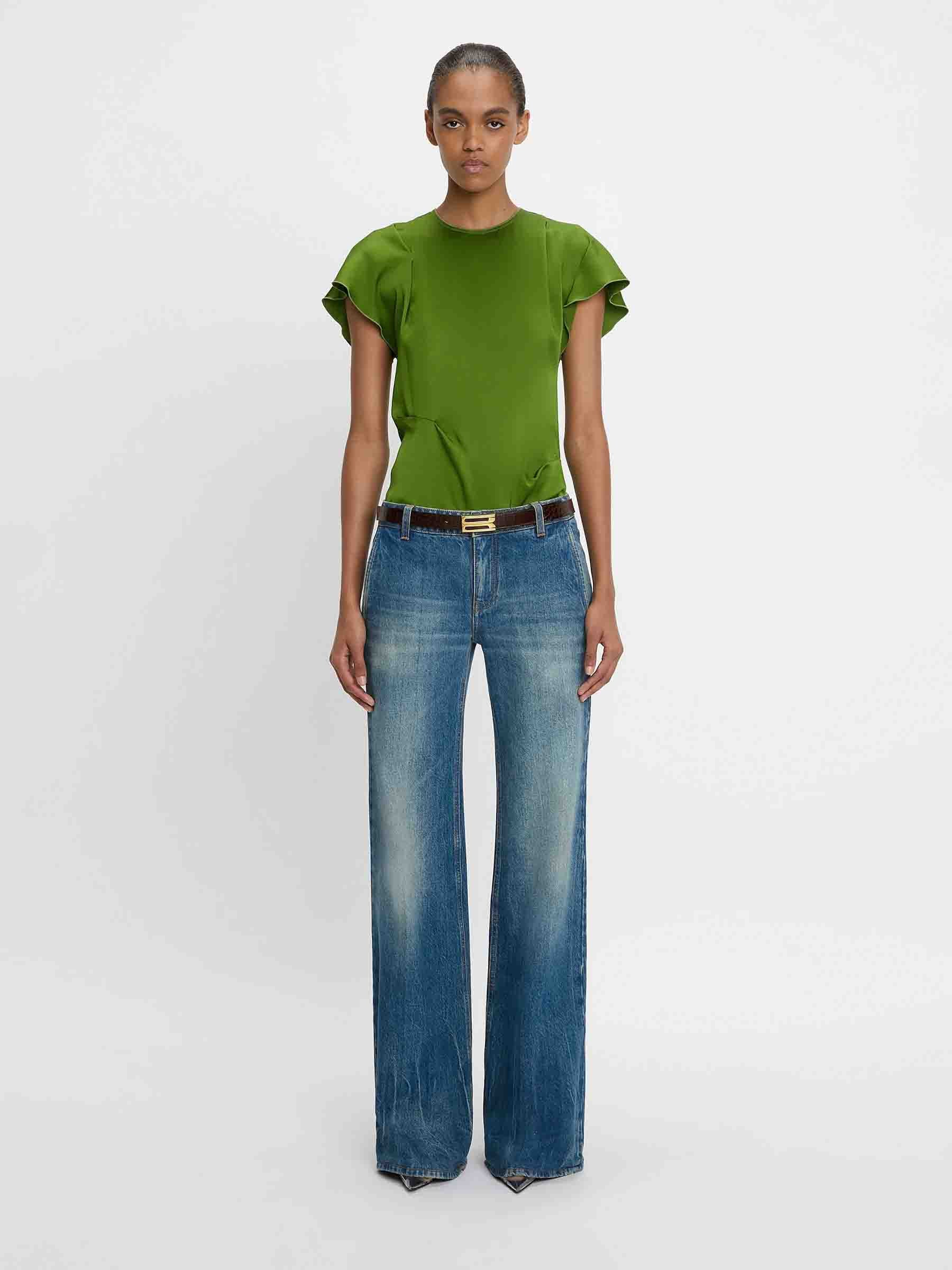 Victoria Beckham Mujer Barcelona Blusa Plisado Asimétrico color Verde sku 702-000485 01 - Foto 2