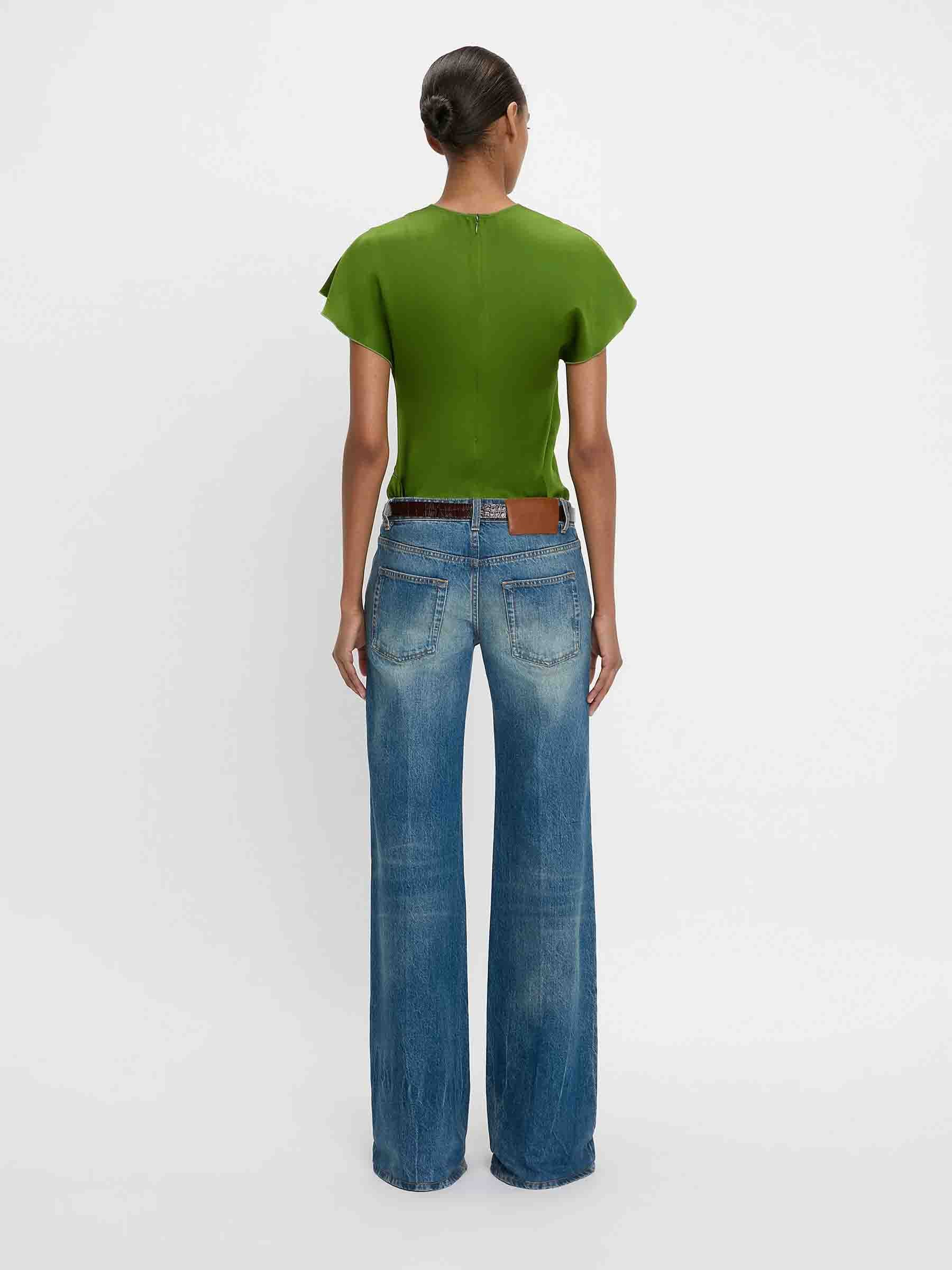 Victoria Beckham Mujer Barcelona Blusa Plisado Asimétrico color Verde sku 702-000485 01 - Foto 4