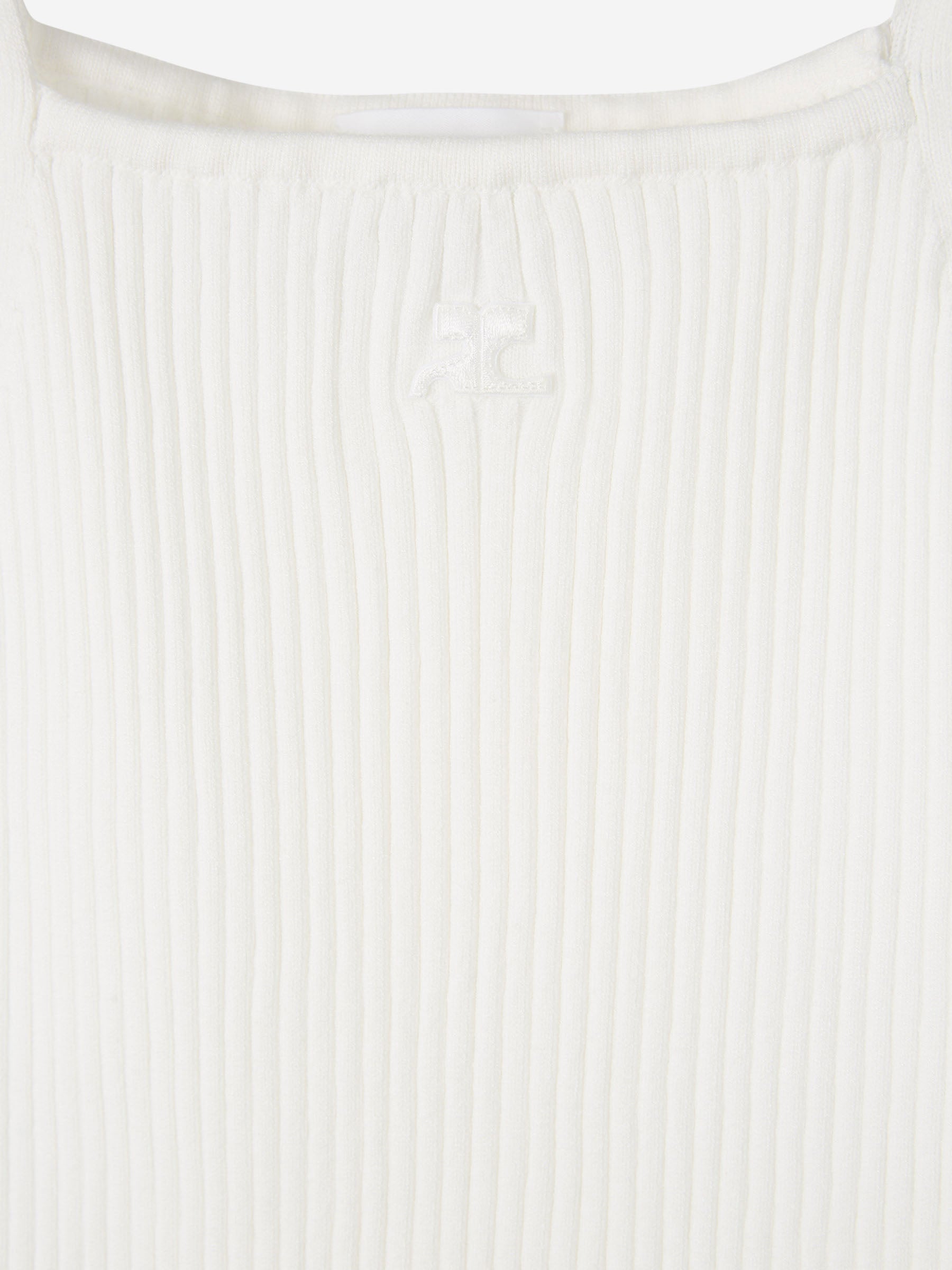 Outlet online Courrèges Mujer Top Acanalado Logo color Blanco sku 703-002249 01 - Foto 3
