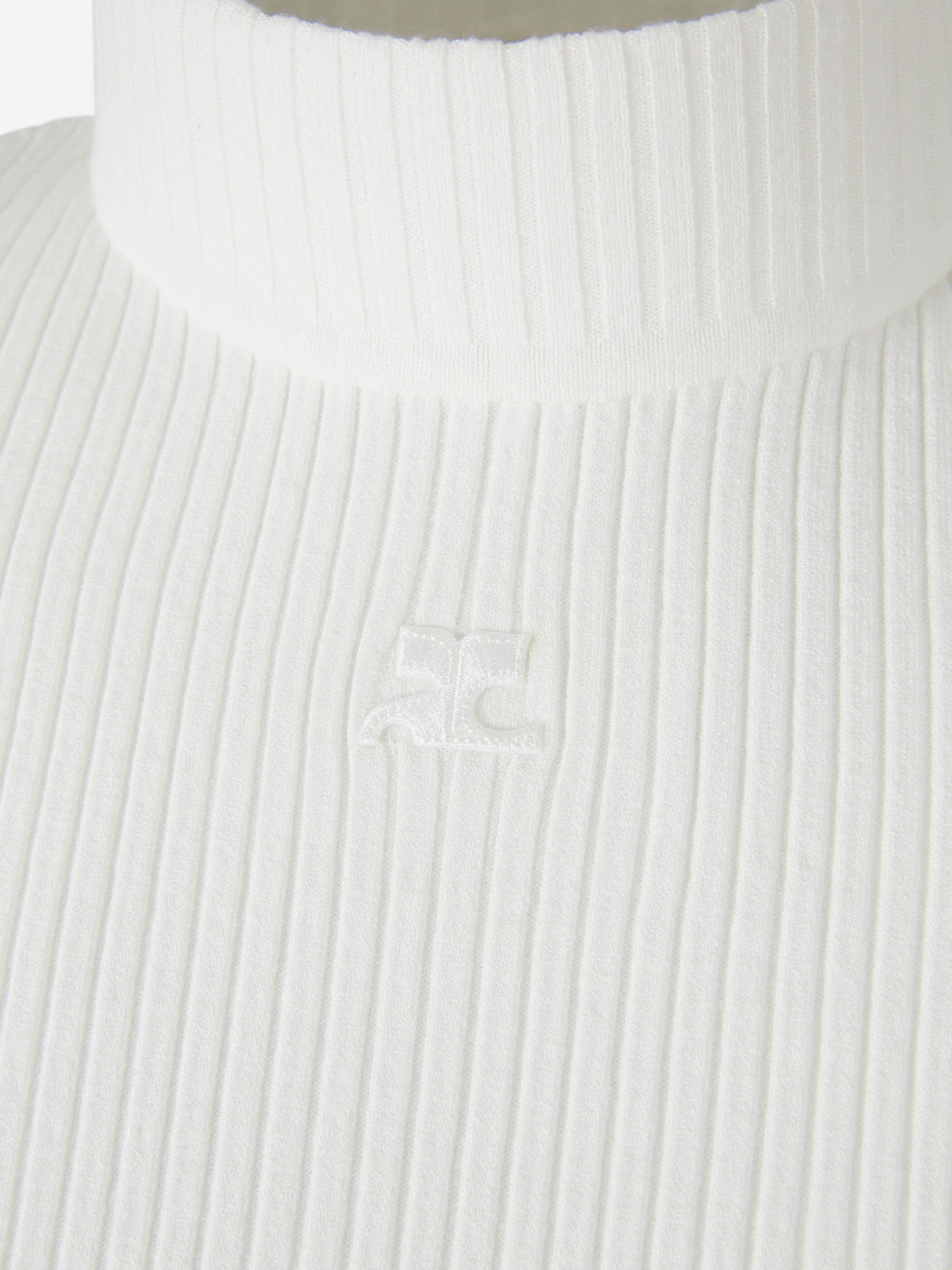 Outlet online Courrèges Mujer Top Acanalado Logo color Blanco sku 703-002251 01 - Foto 3