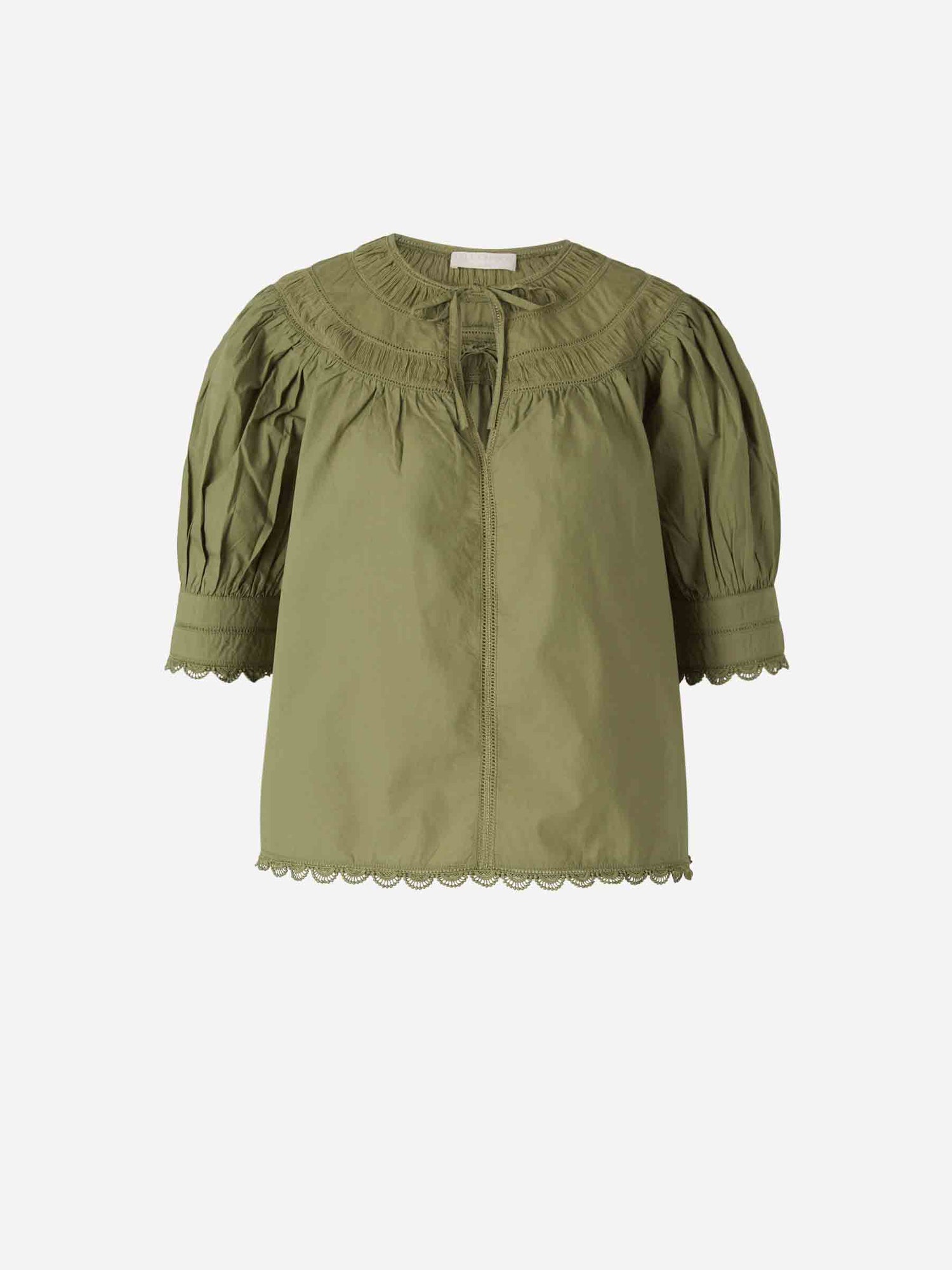 Ulla Johnson Mujer Barcelona Top Holgado Dylan color Verde Militar sku 703-002330 01 - Foto 1
