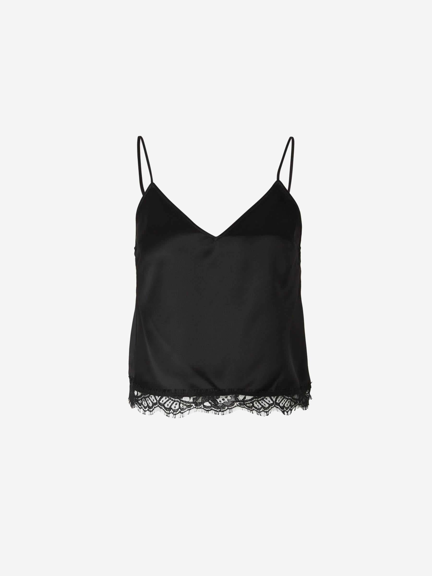 Alexander McQueen Mujer Barcelona Top Satinado Cuello V color Negro sku 703-002338 01 - Foto 1