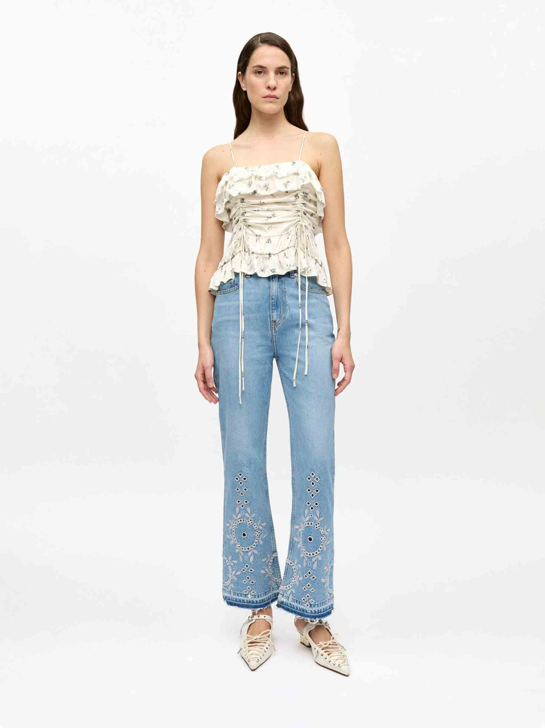 Ganni Mujer Barcelona Top Satén Estampado color Blanco sku 703-002362 01 - Foto 2