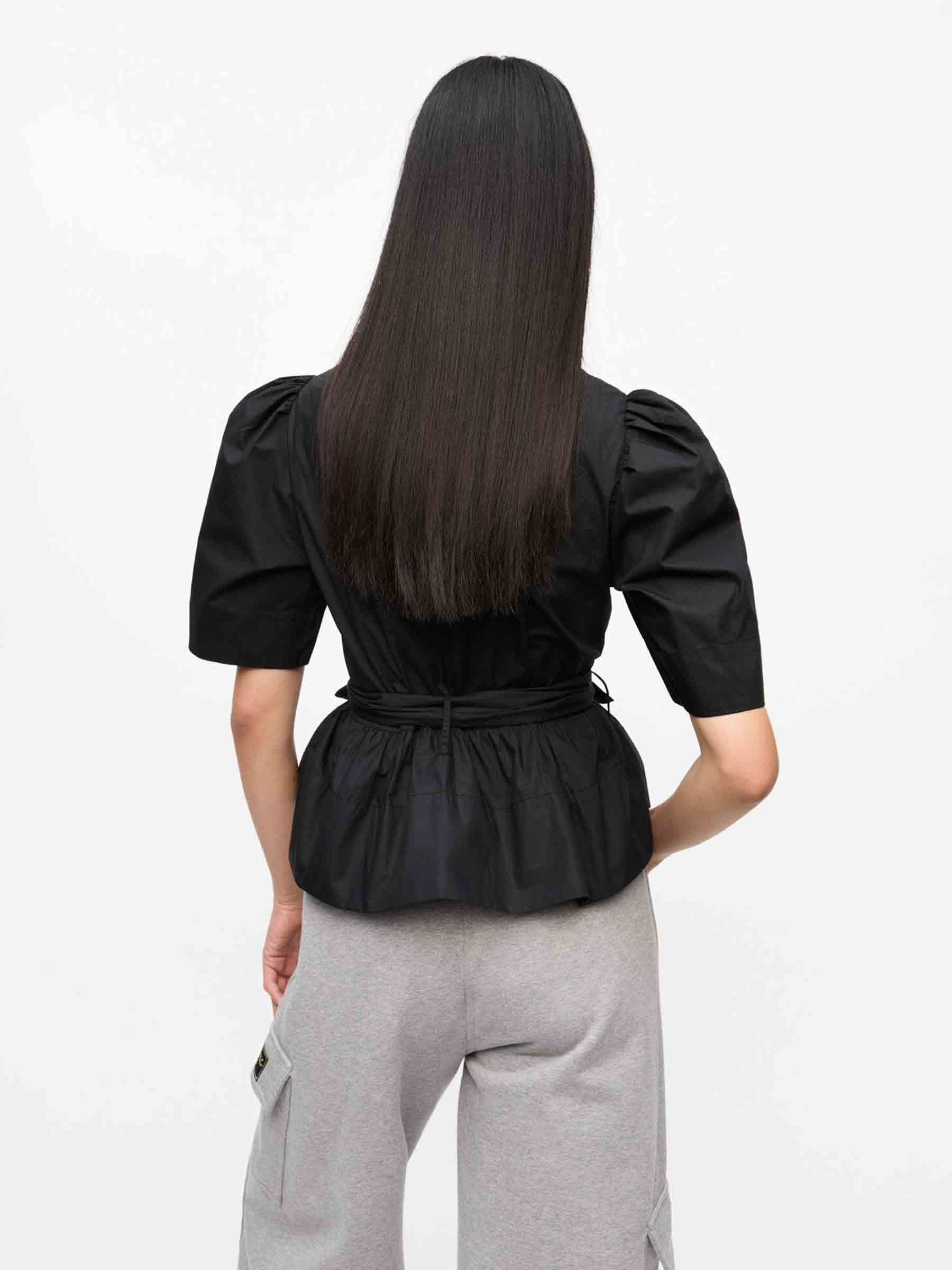 Outlet online Ganni Mujer Top Nudos Algodón color Negro sku 703-002363 01 - Foto 3
