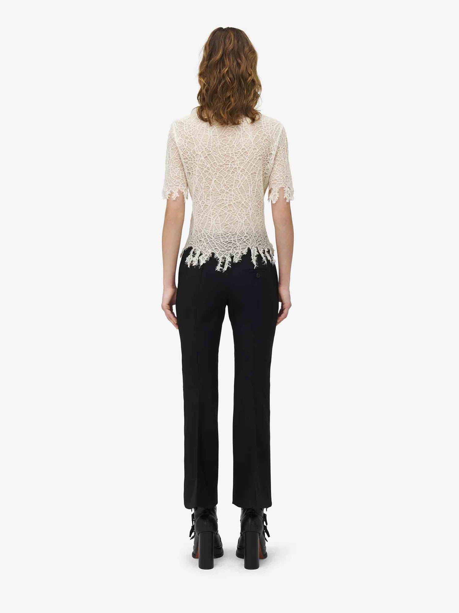 Alexander McQueen Mujer Barcelona Top Encaje Seda color Marfil sku 703-002408 01 - Foto 3