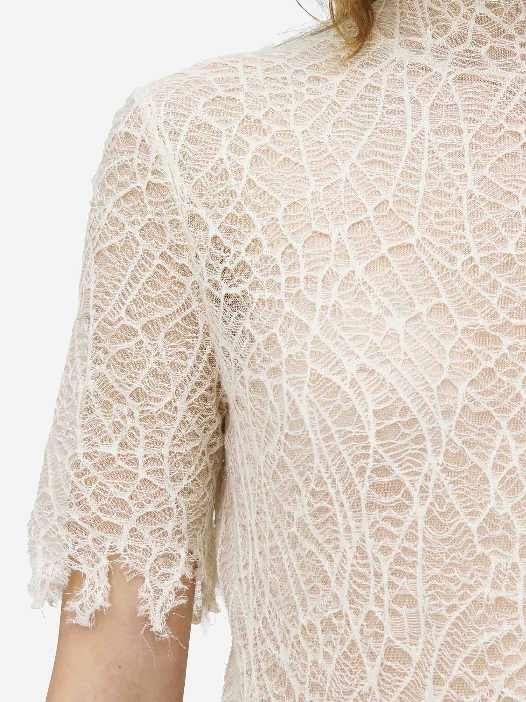 Alexander McQueen Mujer Barcelona Top Encaje Seda color Marfil sku 703-002408 01 - Foto 4