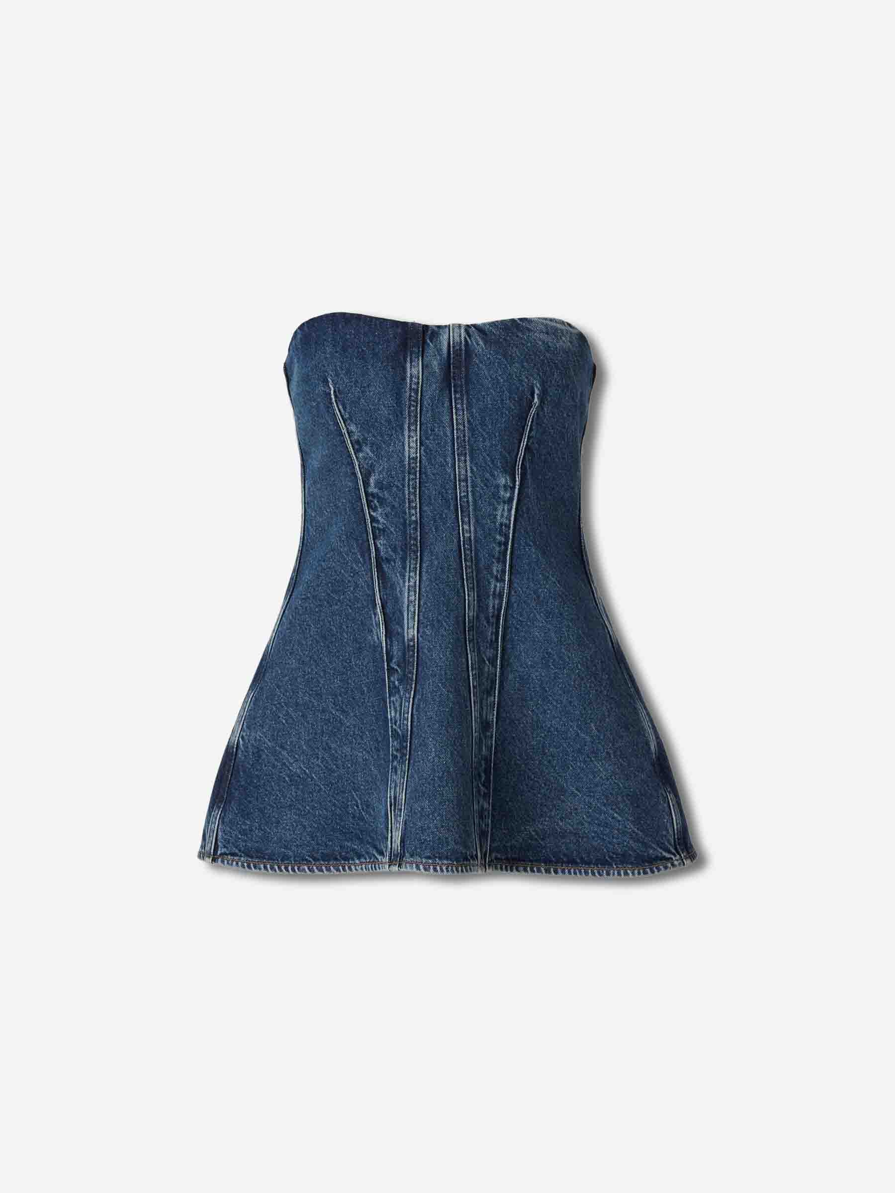 Outlet online Agolde Mujer Top Lara Corset color Azul Denim sku 703-002487 01 - Foto 1