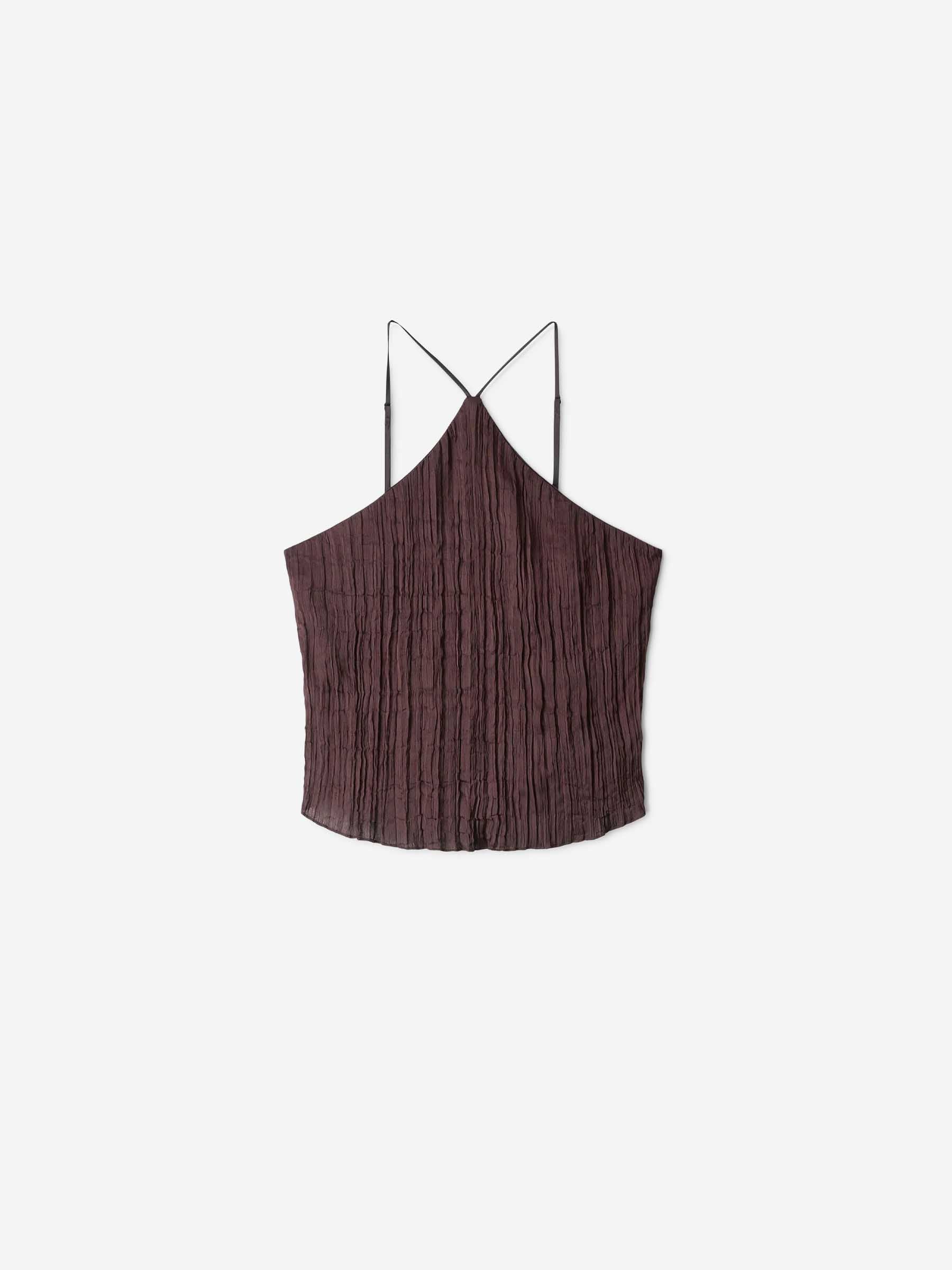 Outlet online Staud Mujer Top Akari Plisse color Marrón Oscuro sku 703-002508 01 - Foto 1