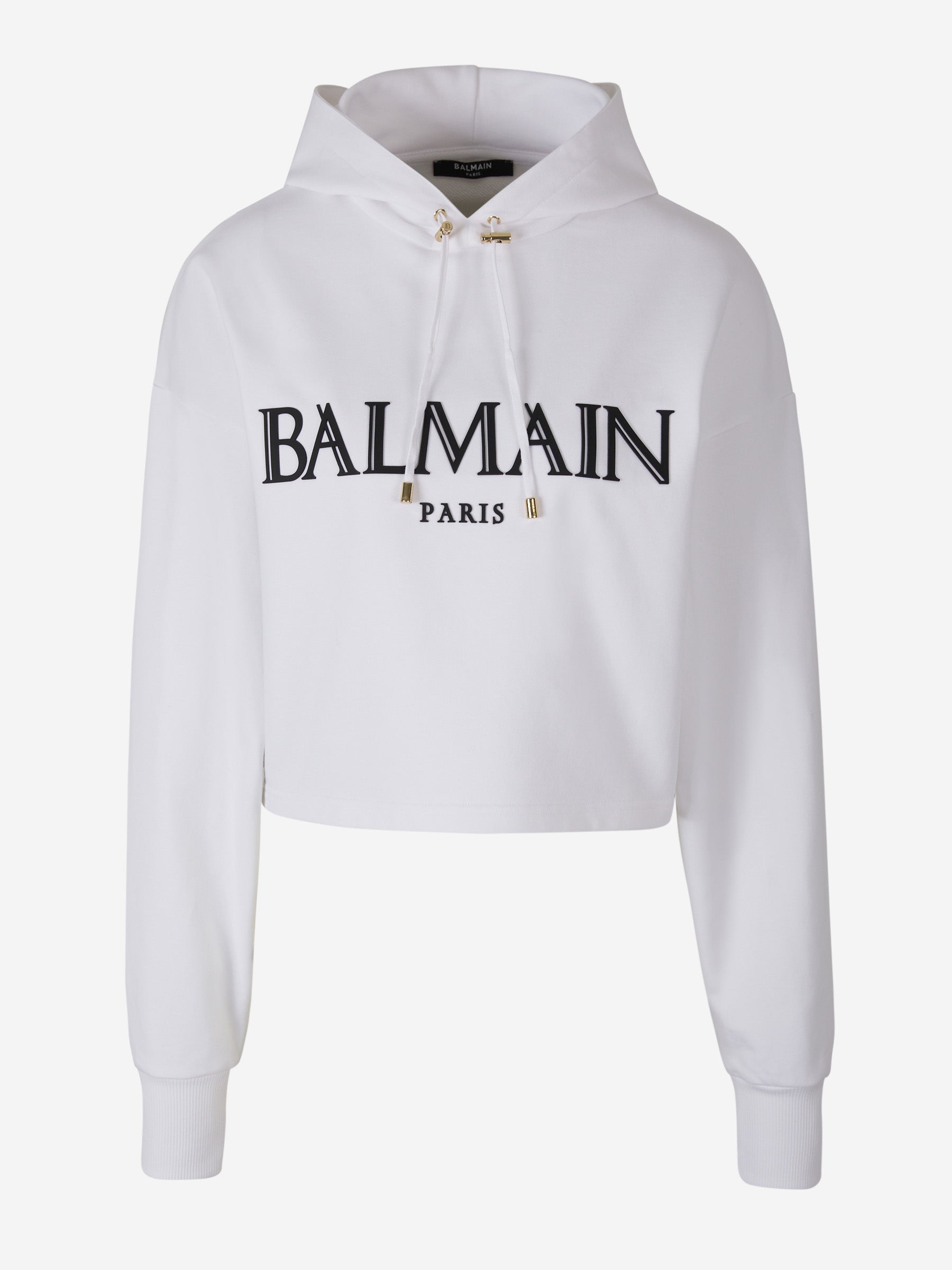 Outlet online Balmain Mujer Sudadera Cropped Logo color Blanco sku 711-002997 01 - Foto 1