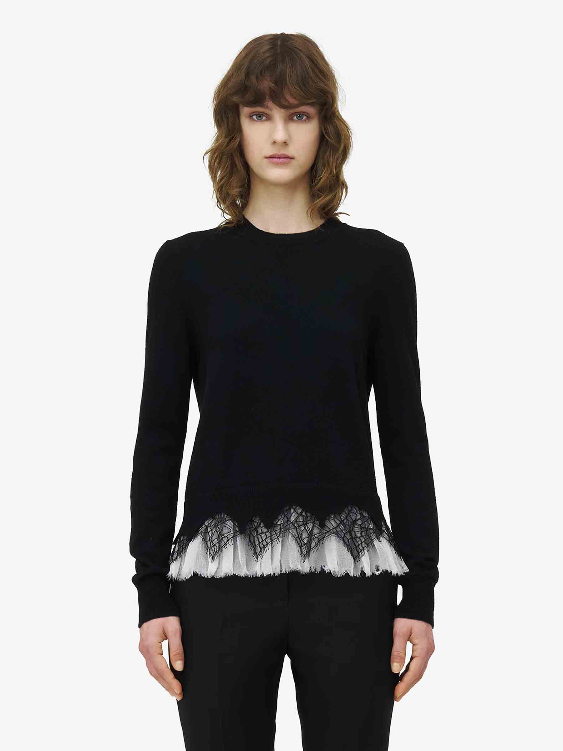 Alexander McQueen Mujer Barcelona Jersey Encaje Cachemira color Negro sku 711-003306 01 - Foto 3
