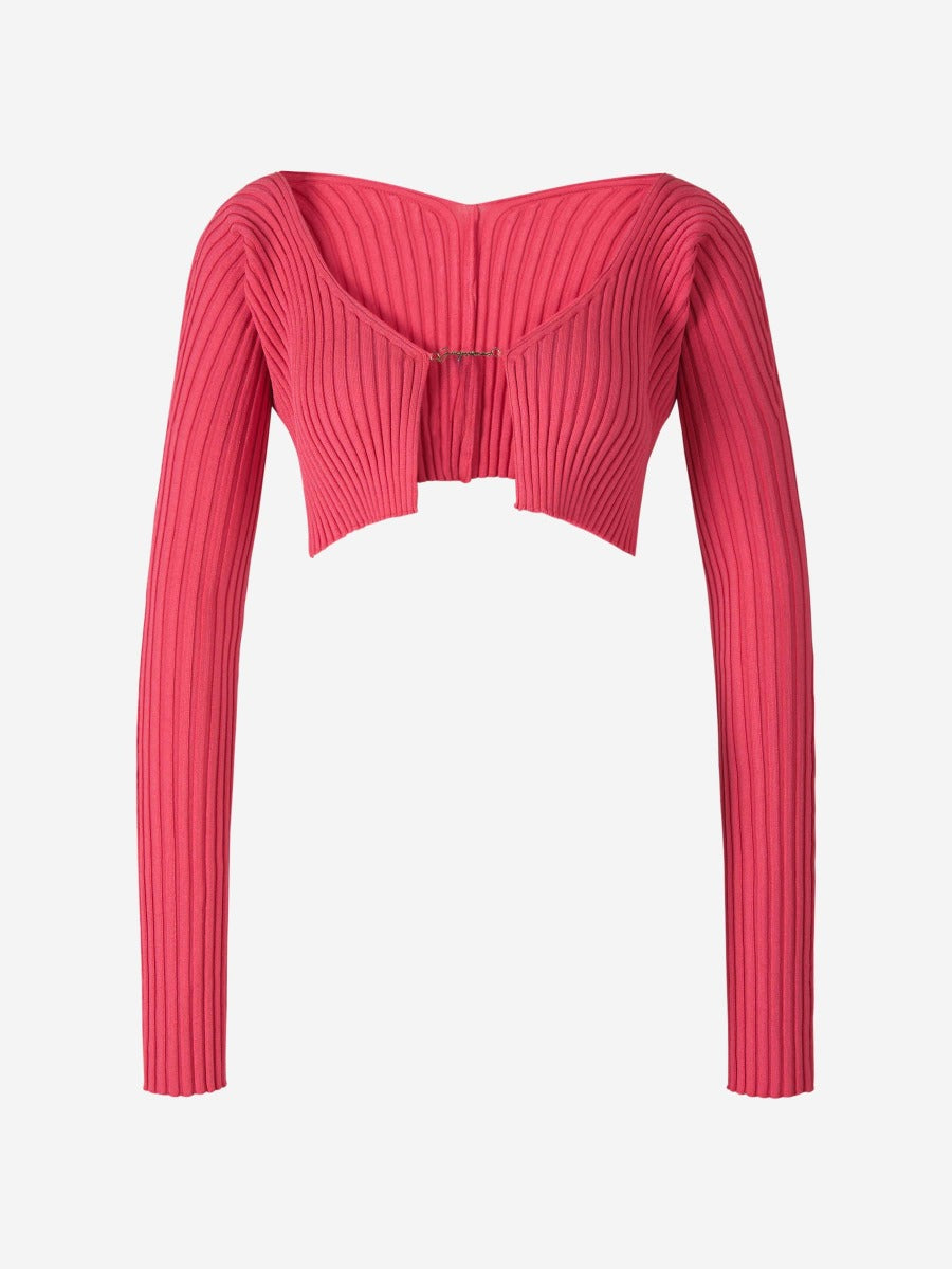 Outlet online Jacquemus Mujer Cárdigan La Maille Pralu color Fucsia sku 713-000210 02 - Foto 4