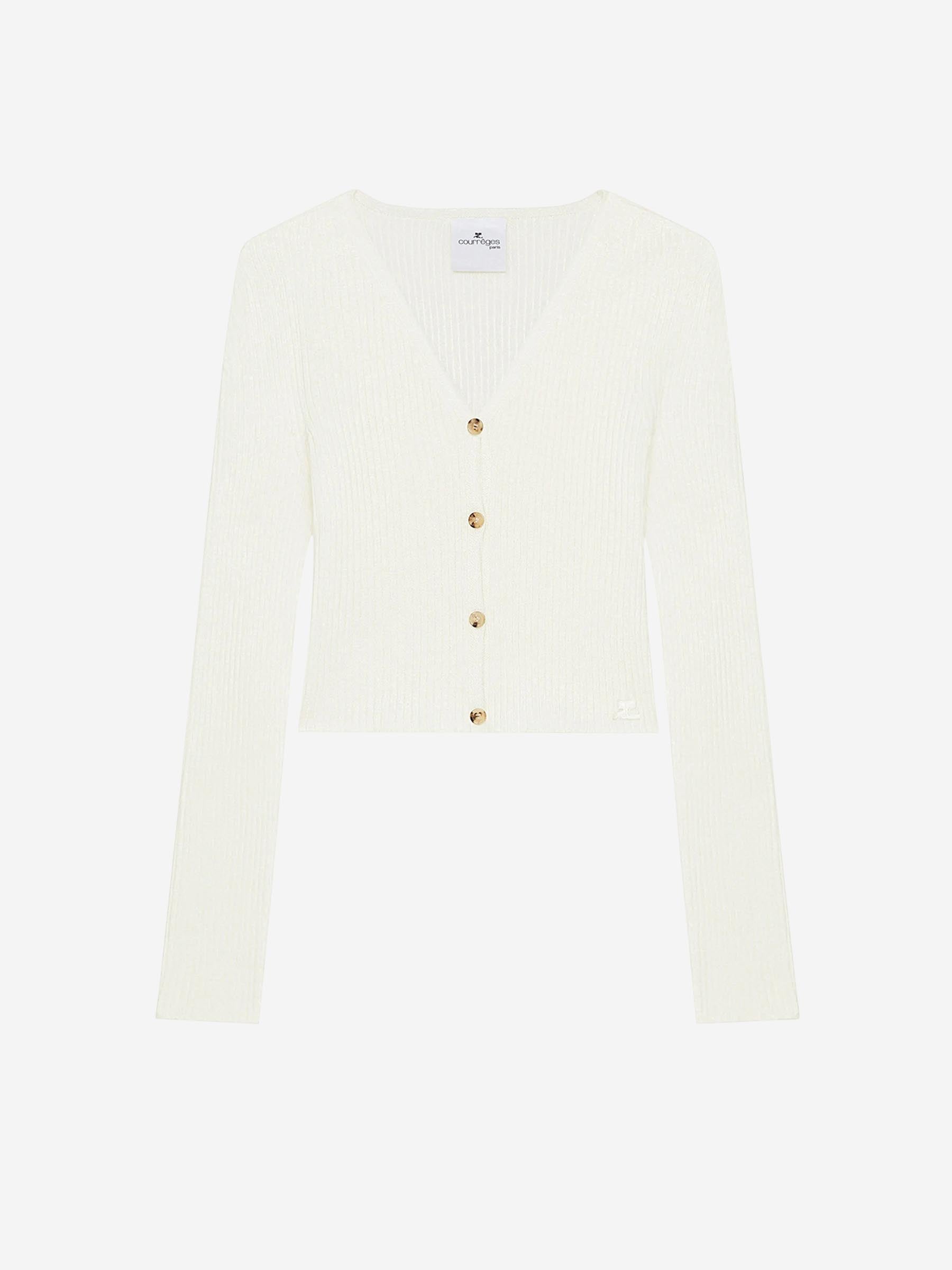 Outlet online Courrèges Mujer Cárdigan Canalé Solar color Blanco sku 713-000326 01 - Foto 1