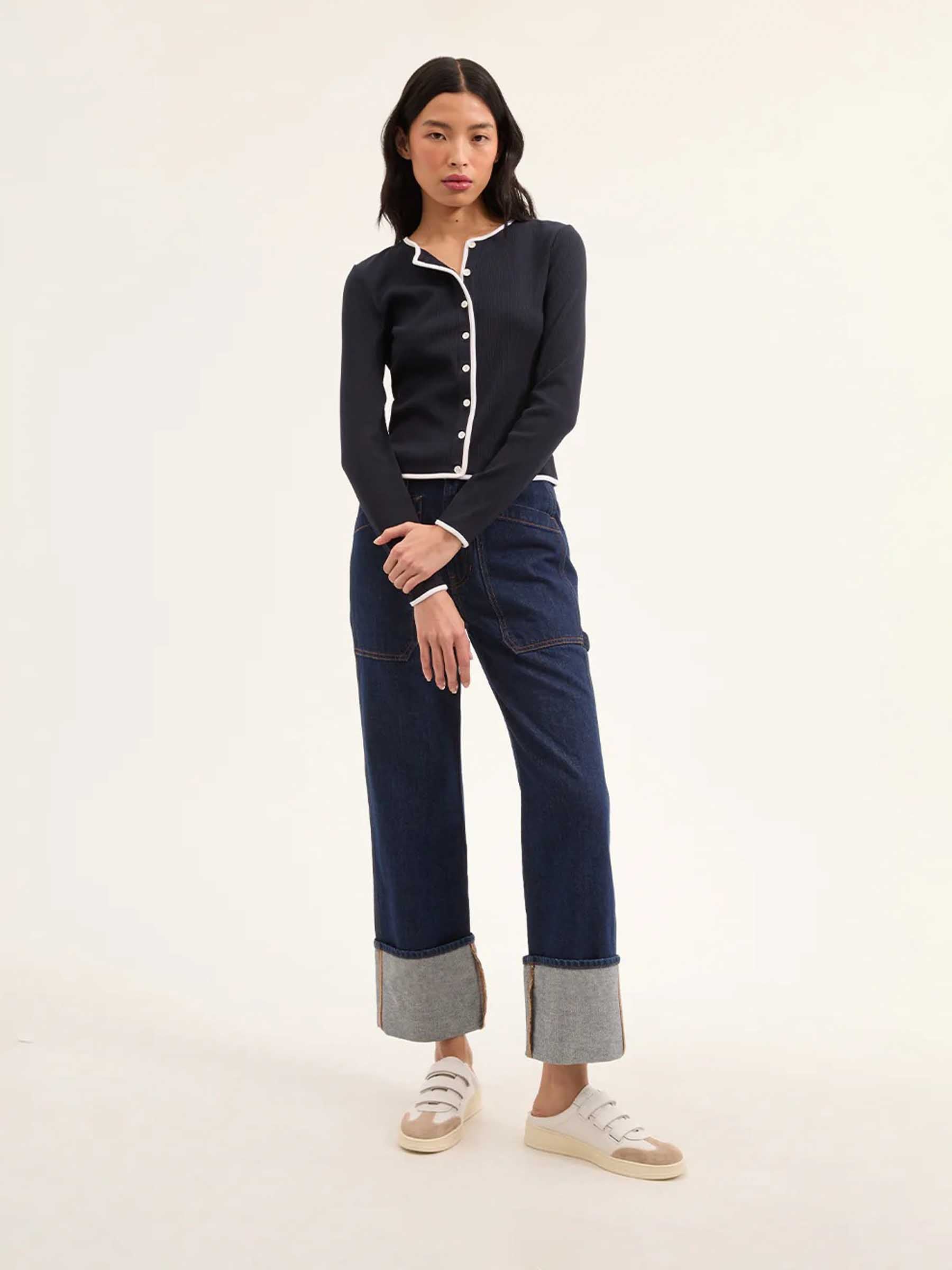 Outlet online Veronica Beard Mujer Cárdigan Algodón Wilmer color Azul Noche sku 713-000332 01 - Foto 3