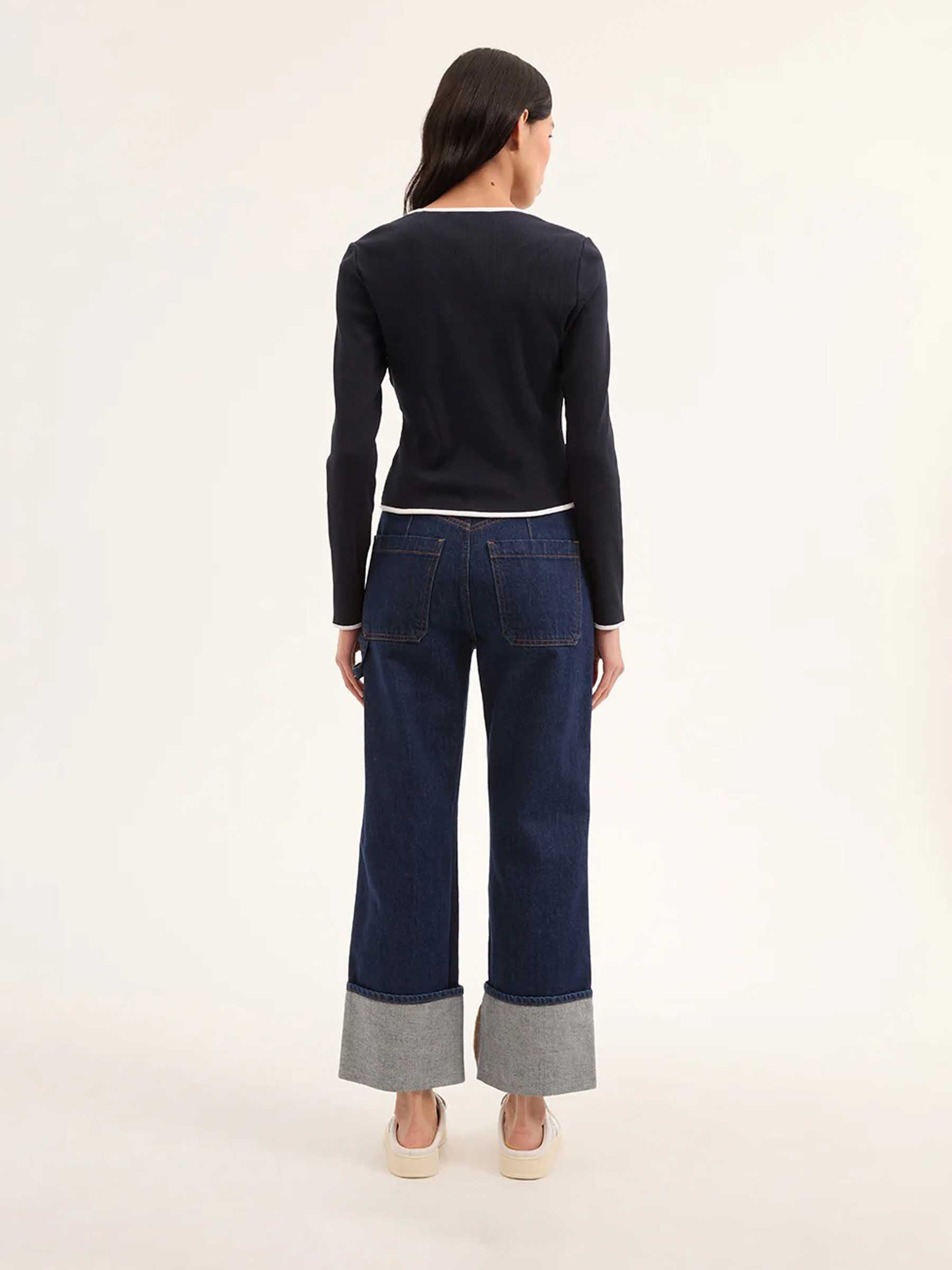 Outlet online Veronica Beard Mujer Cárdigan Algodón Wilmer color Azul Noche sku 713-000332 01 - Foto 4