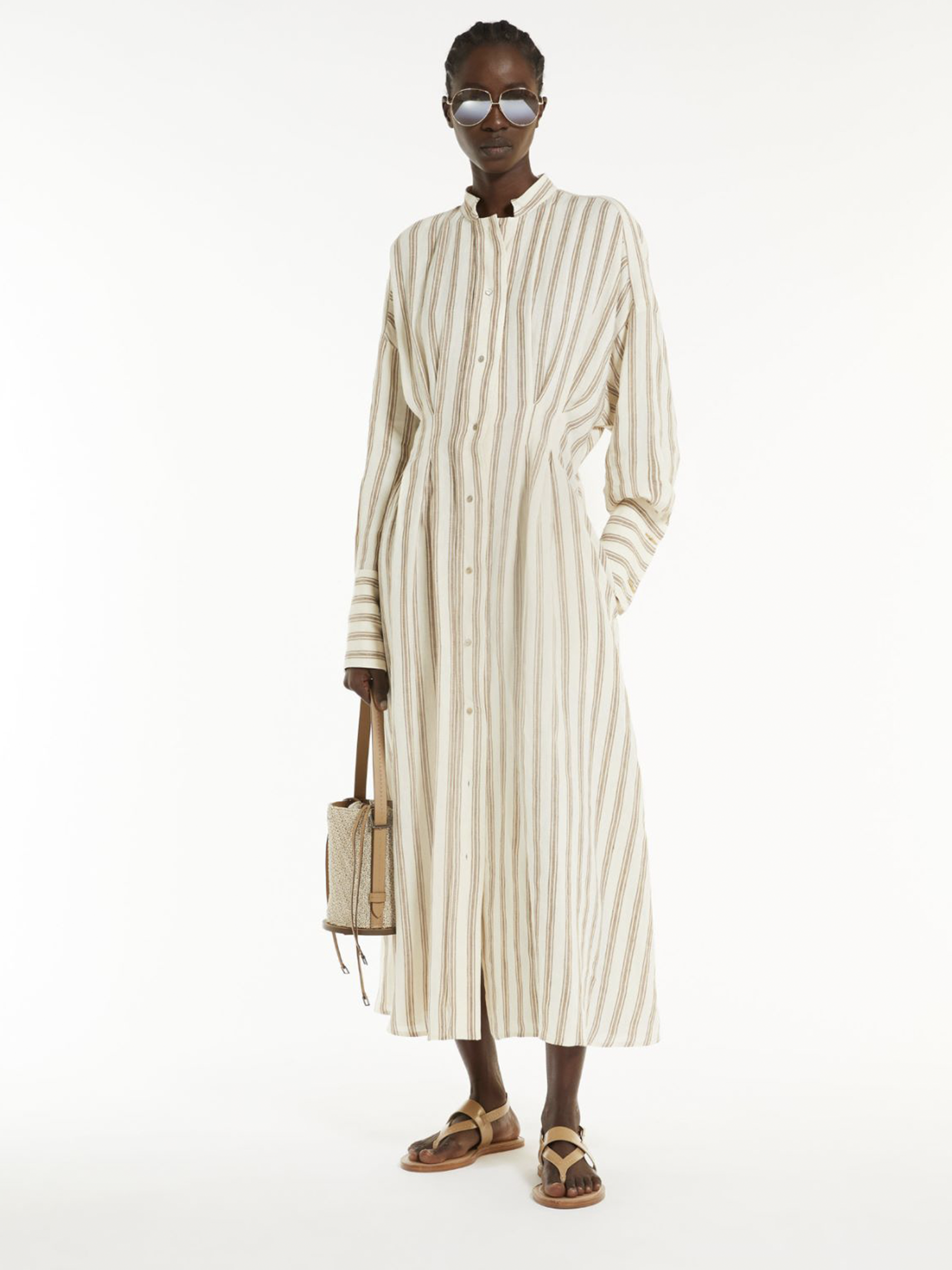 Max Mara Vestido Midi Lino color Beige sku 721-000259 01 - Foto 1